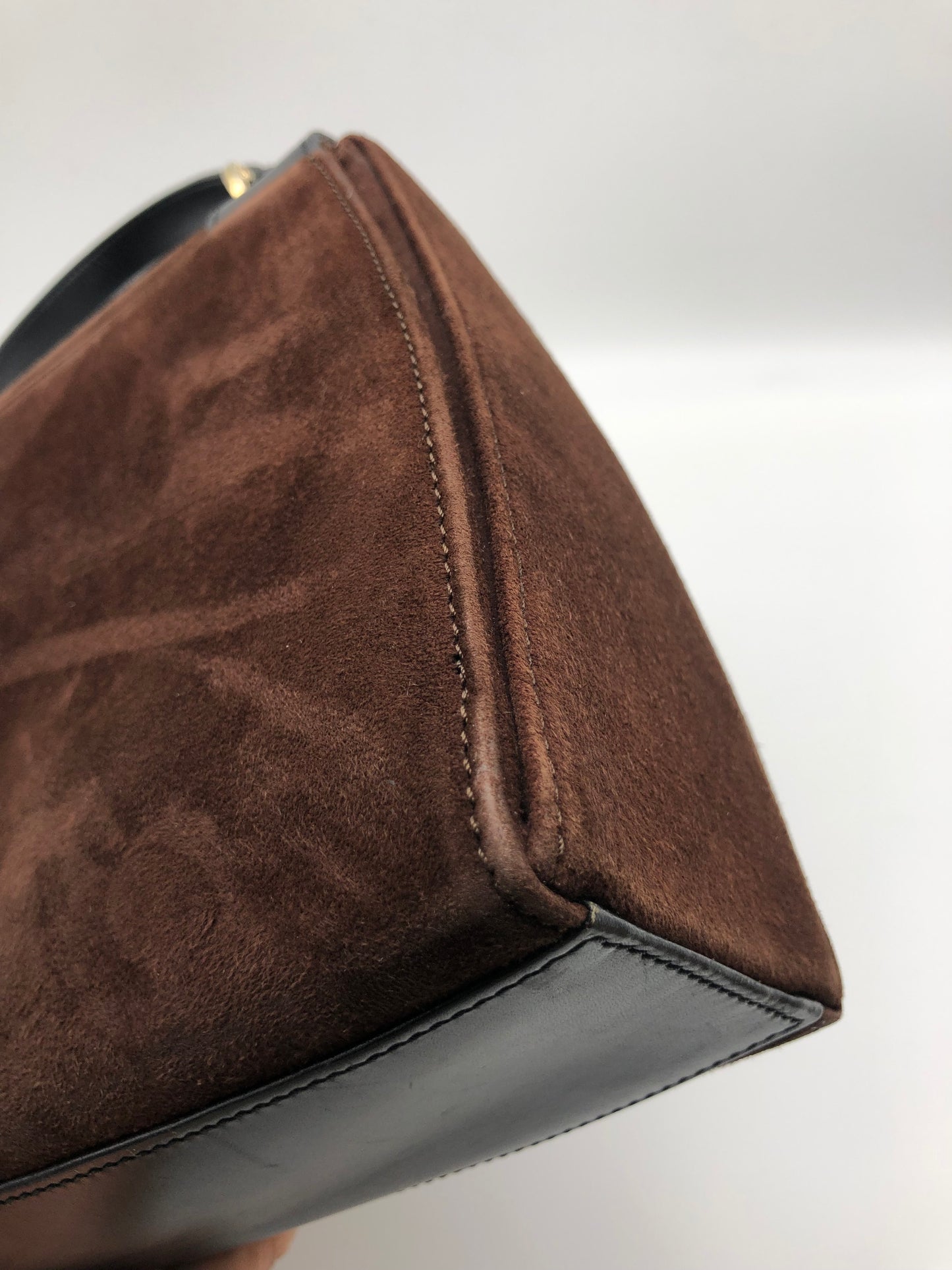 Authentic Celine Vintage Dark Brown Suede Handbag