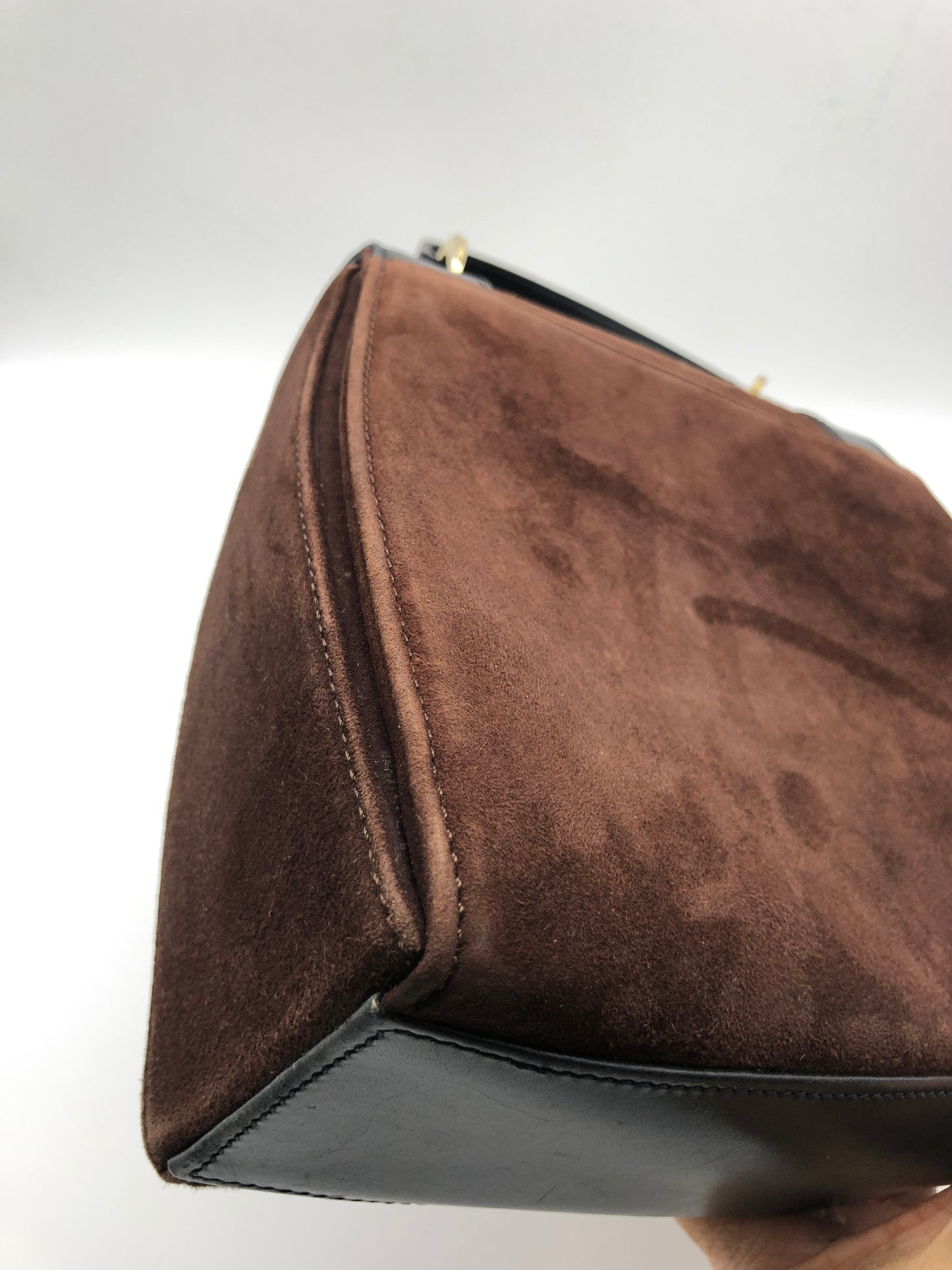 Authentic Celine Vintage Dark Brown Suede Handbag