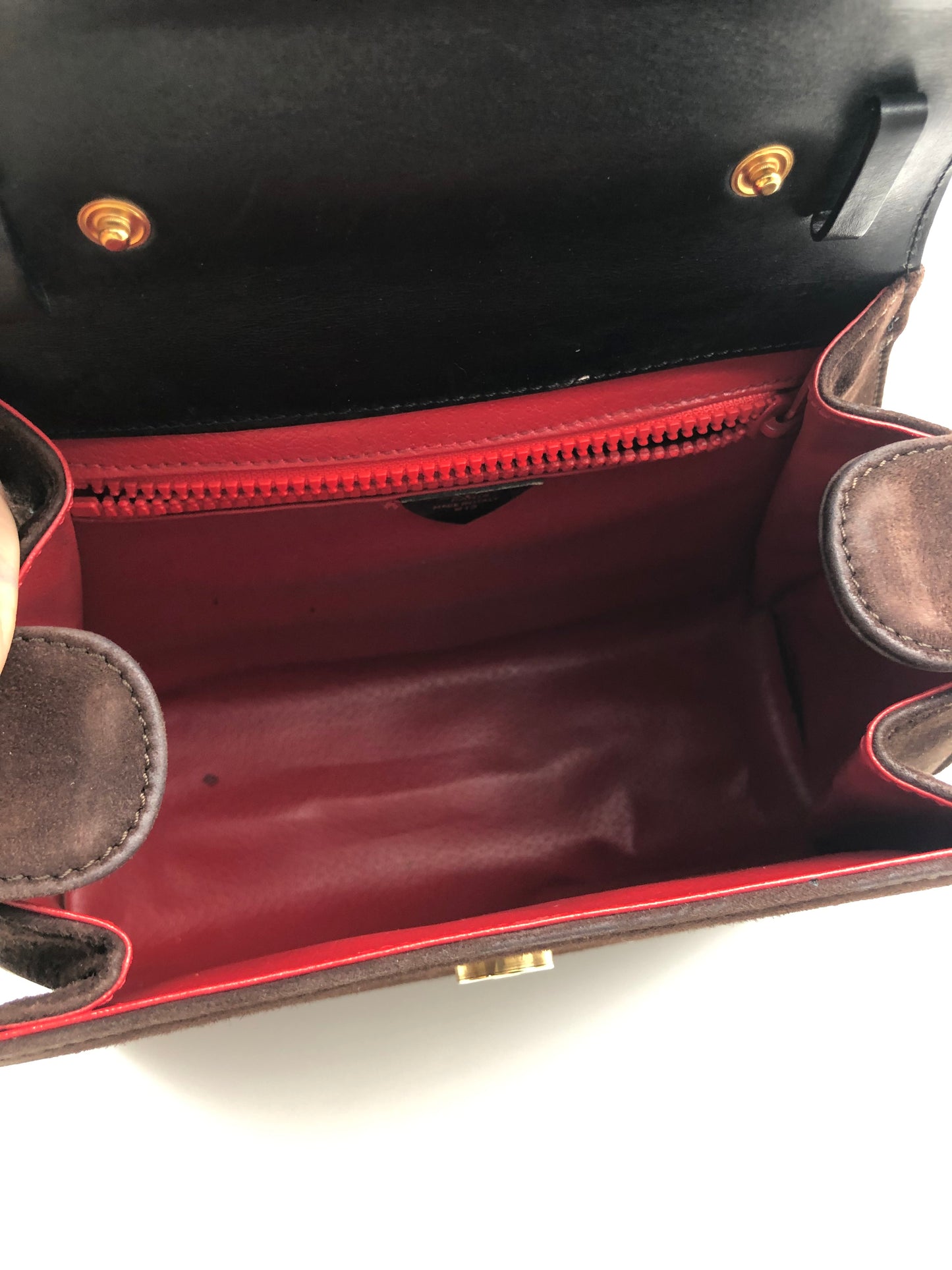 Authentic Celine Vintage Dark Brown Suede Handbag