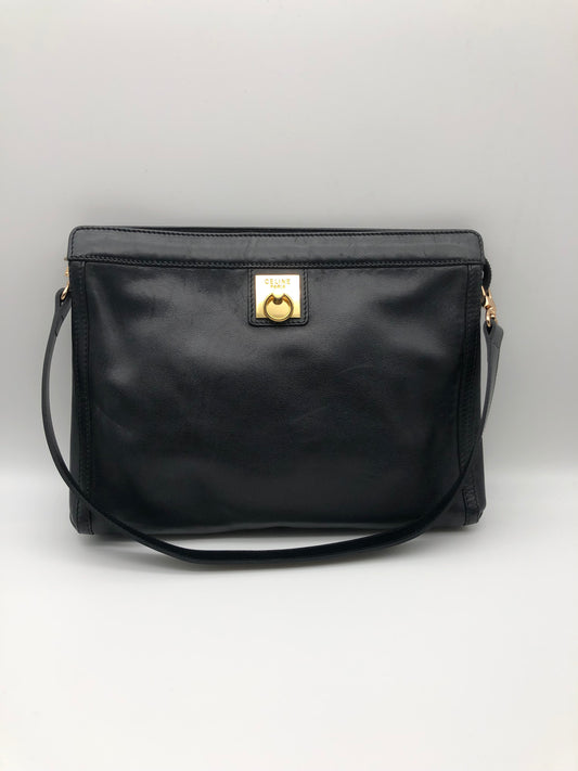 Authentic Celine Vintage Black Leather Clutch