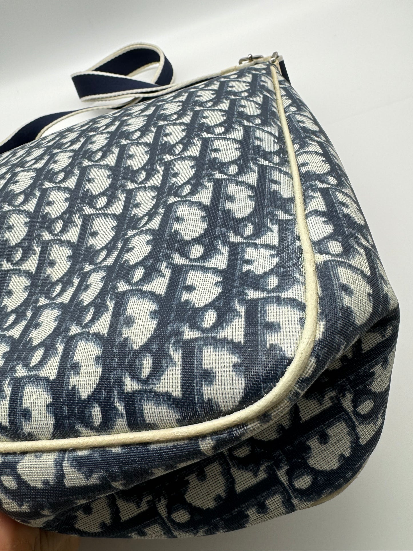 Authentic Dior Navy Blue Trotter Messenger Bag