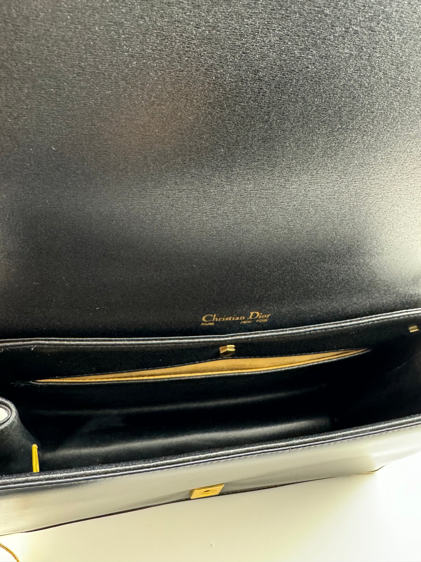 Authentic Christian Dior Vintage Black Leather Shoulder Bag