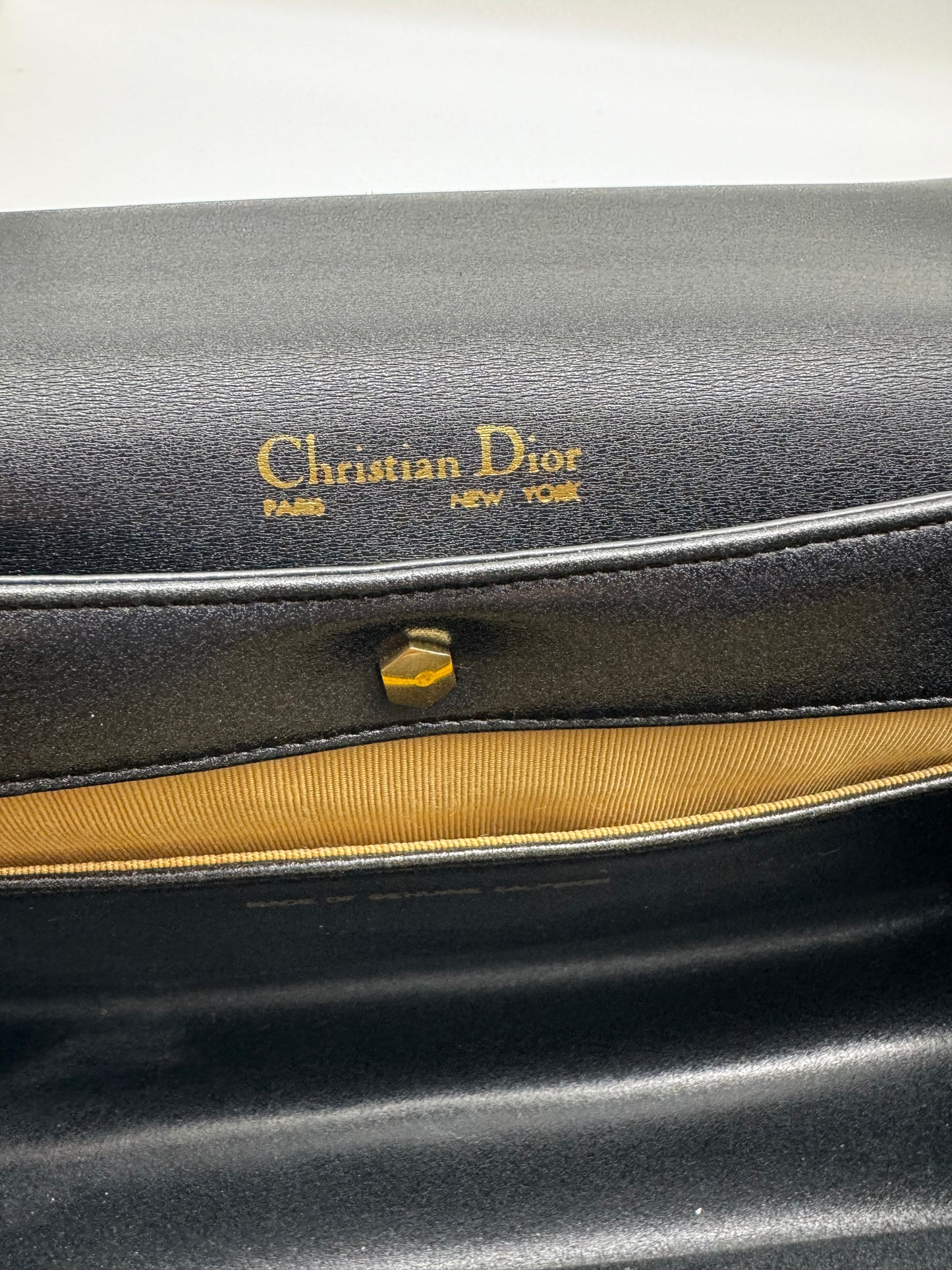Authentic Christian Dior Vintage Black Leather Shoulder Bag