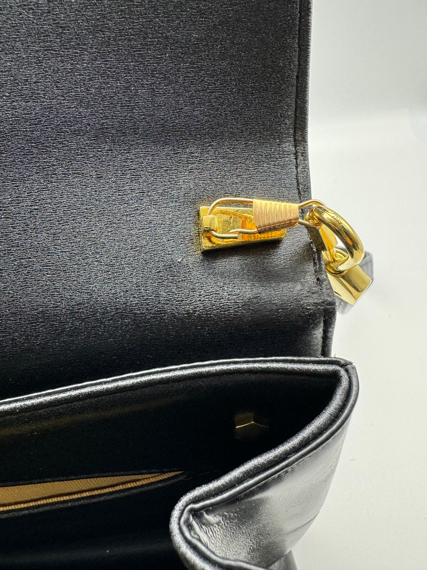 Authentic Christian Dior Vintage Black Leather Shoulder Bag