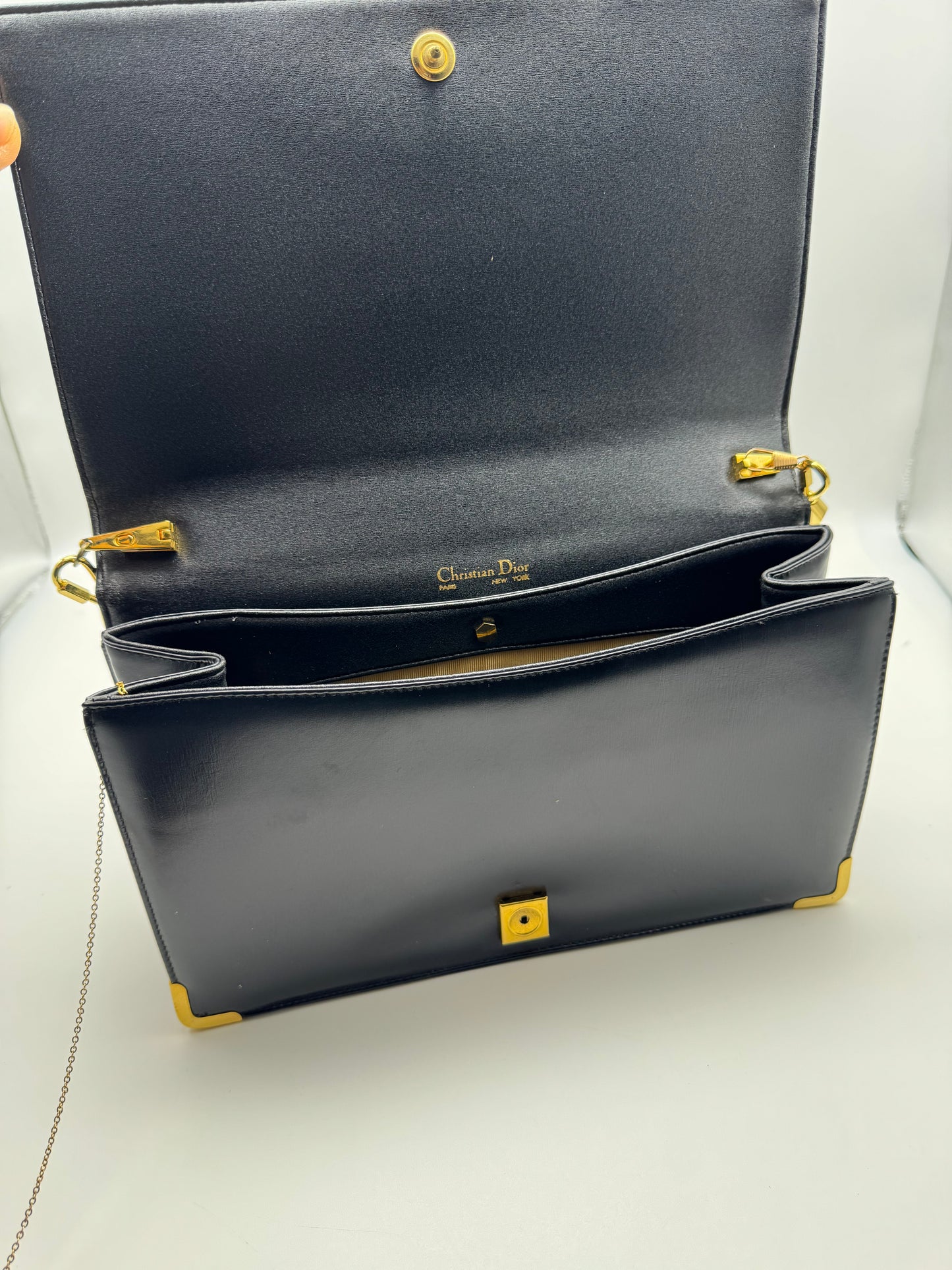 Authentic Christian Dior Vintage Black Leather Shoulder Bag