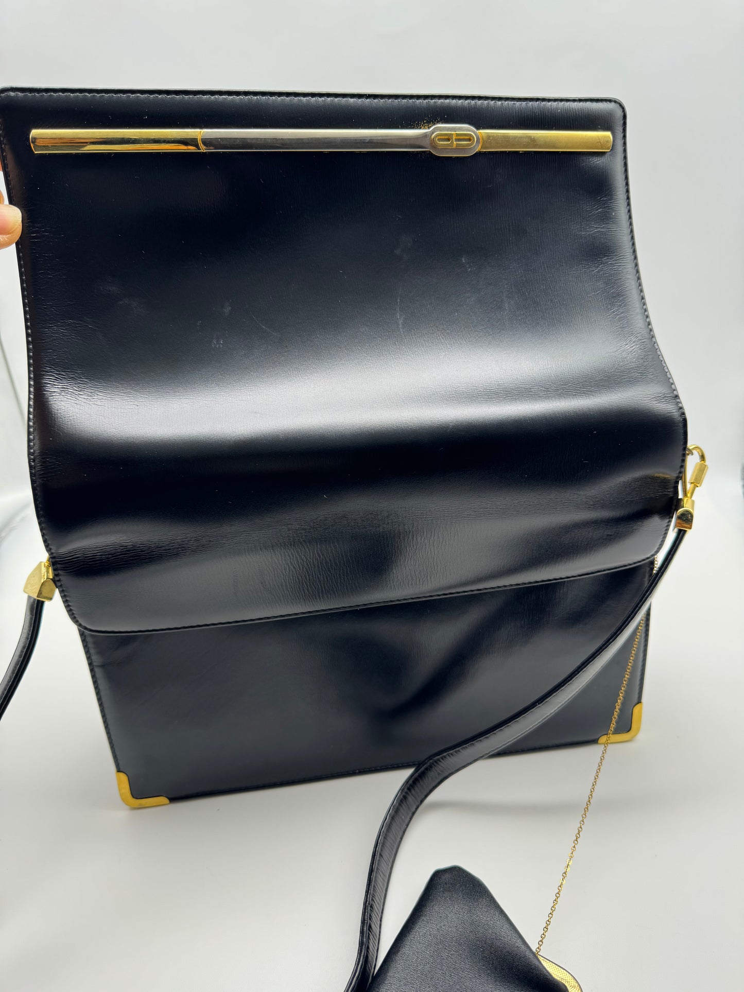 Authentic Christian Dior Vintage Black Leather Shoulder Bag