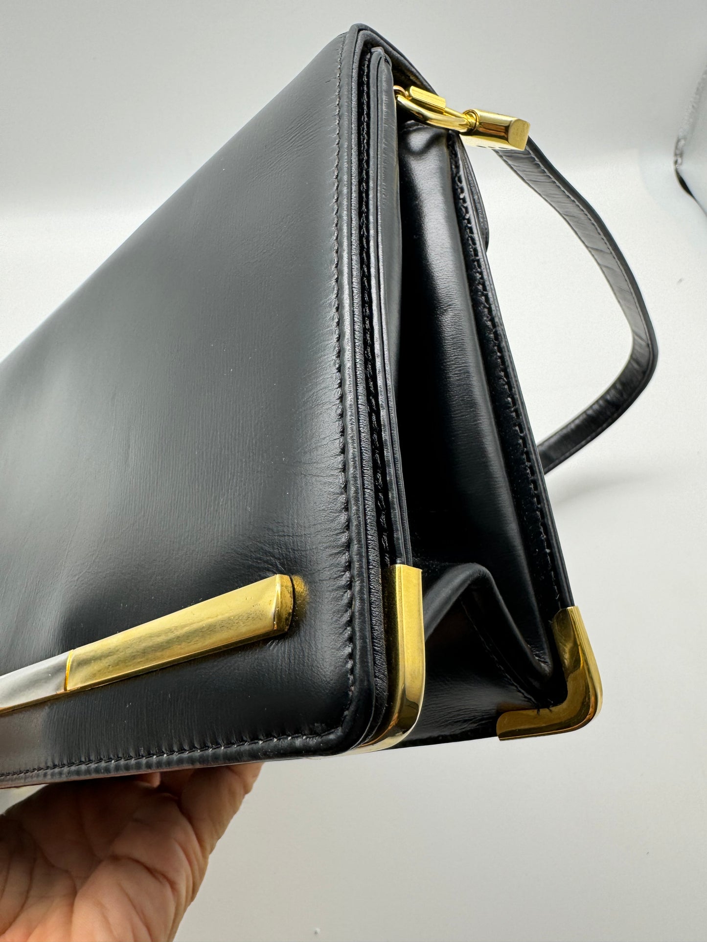 Authentic Christian Dior Vintage Black Leather Shoulder Bag
