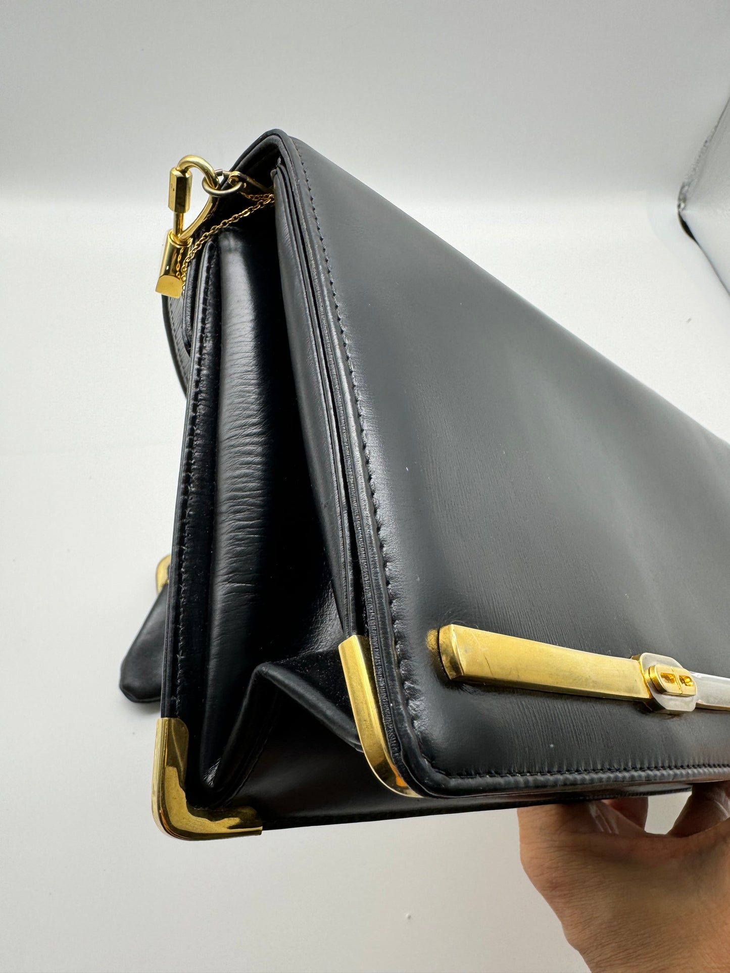 Authentic Christian Dior Vintage Black Leather Shoulder Bag