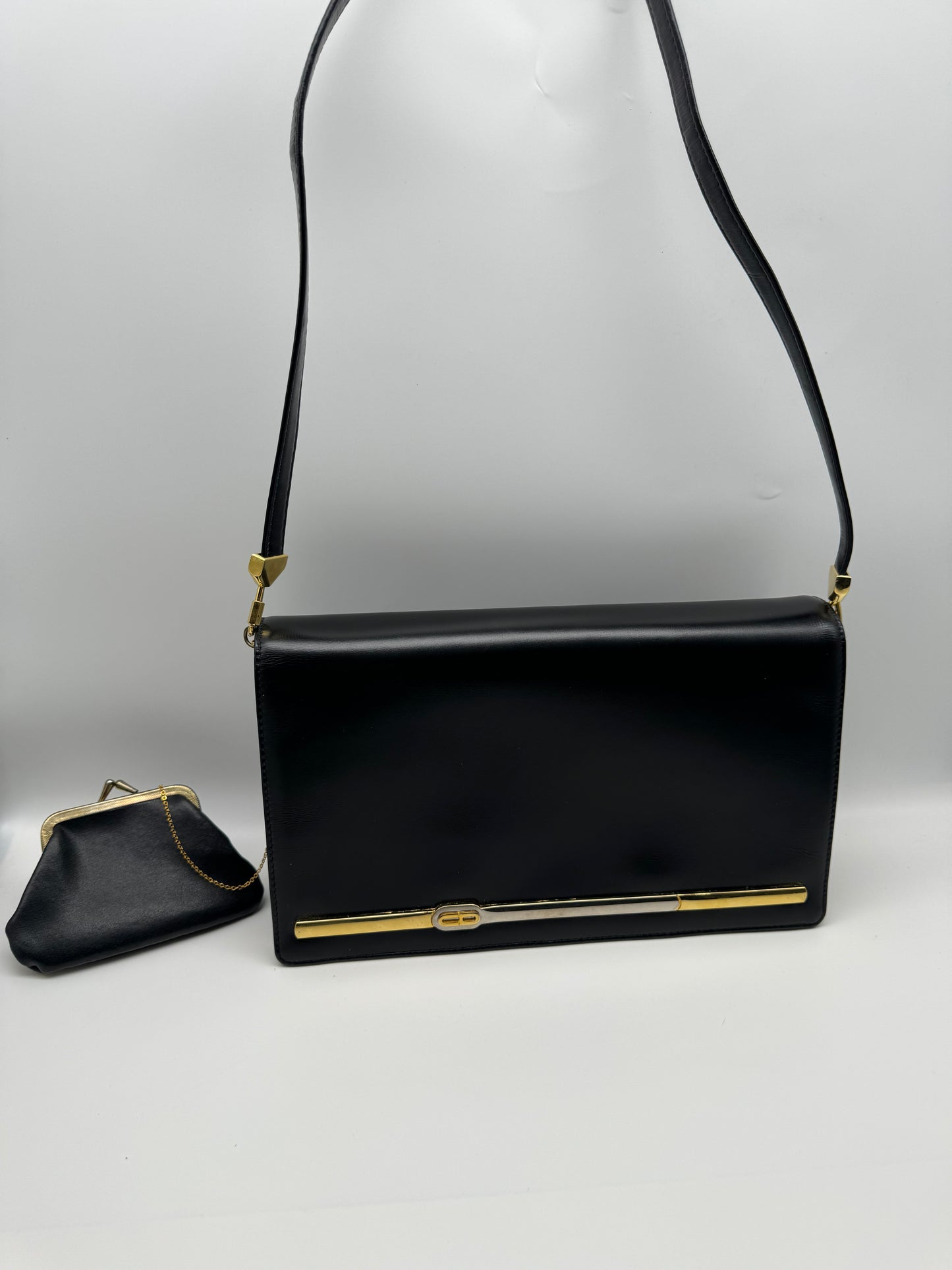 Authentic Christian Dior Vintage Black Leather Shoulder Bag