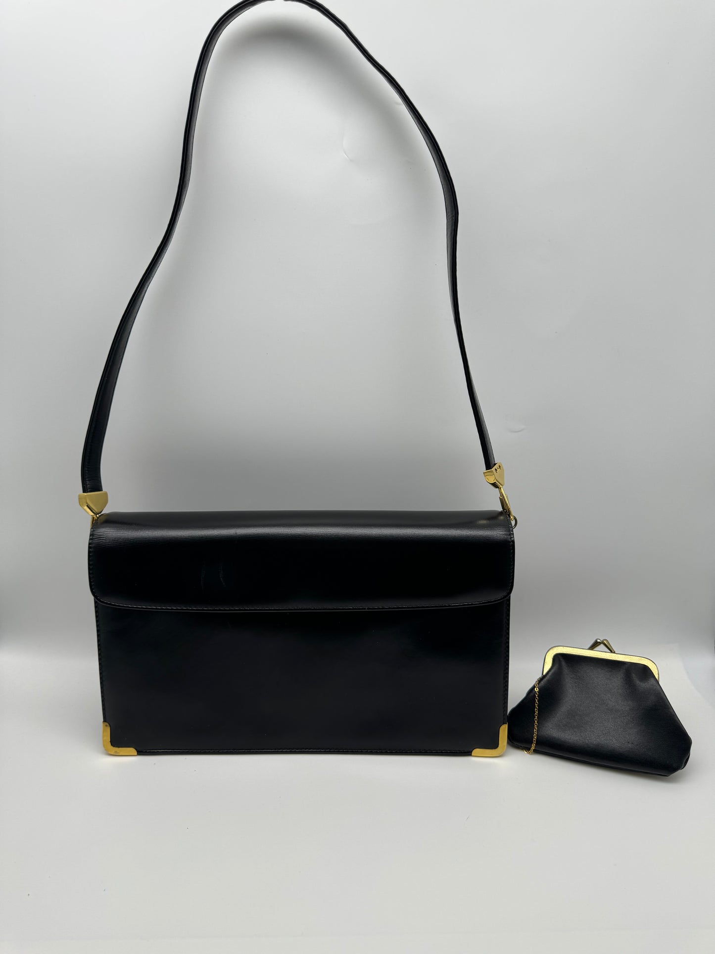 Authentic Christian Dior Vintage Black Leather Shoulder Bag