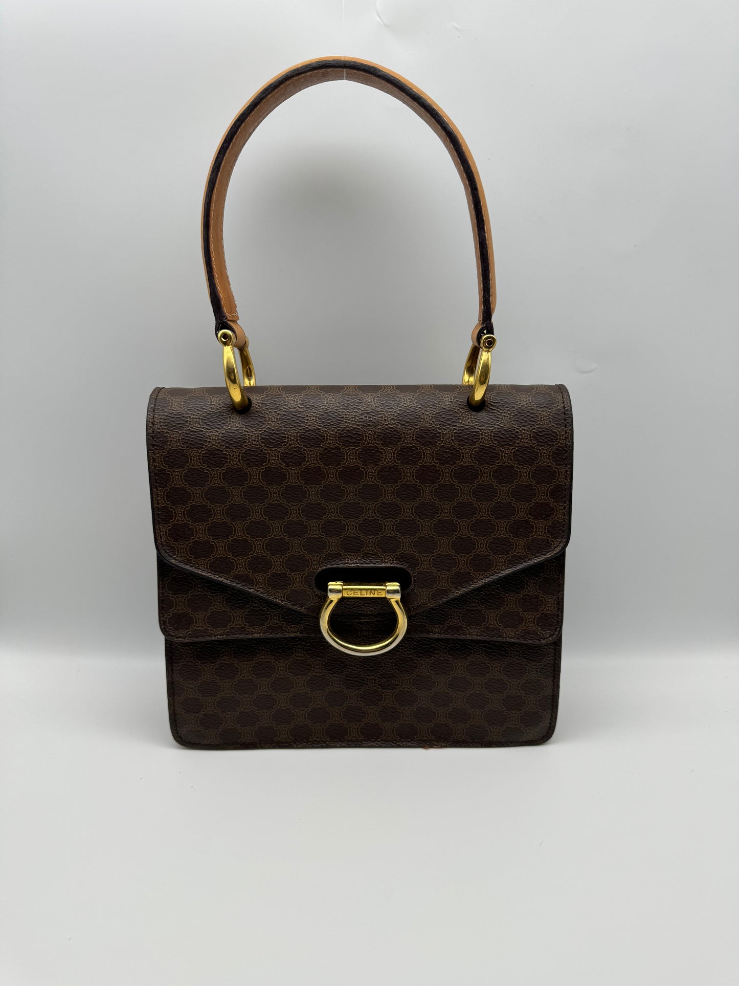 Authentic Celine Vintage Brown Macadam Handbag