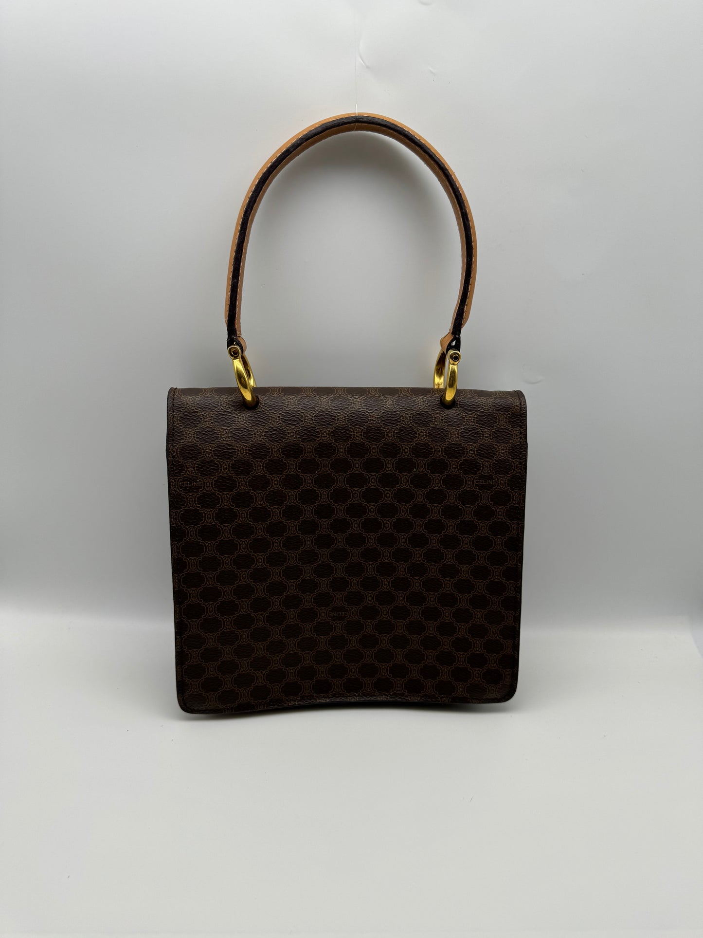 Authentic Celine Vintage Brown Macadam Handbag