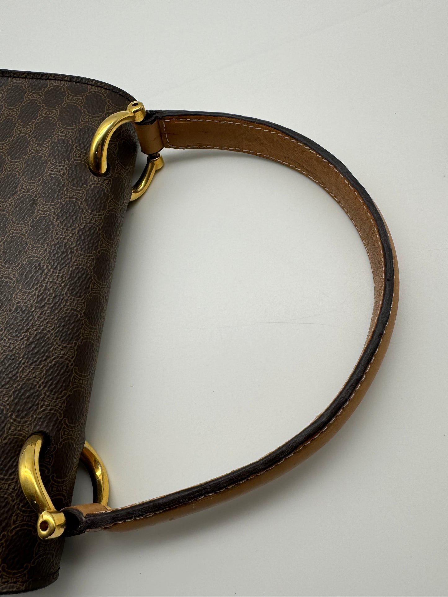 Authentic Celine Vintage Brown Macadam Handbag