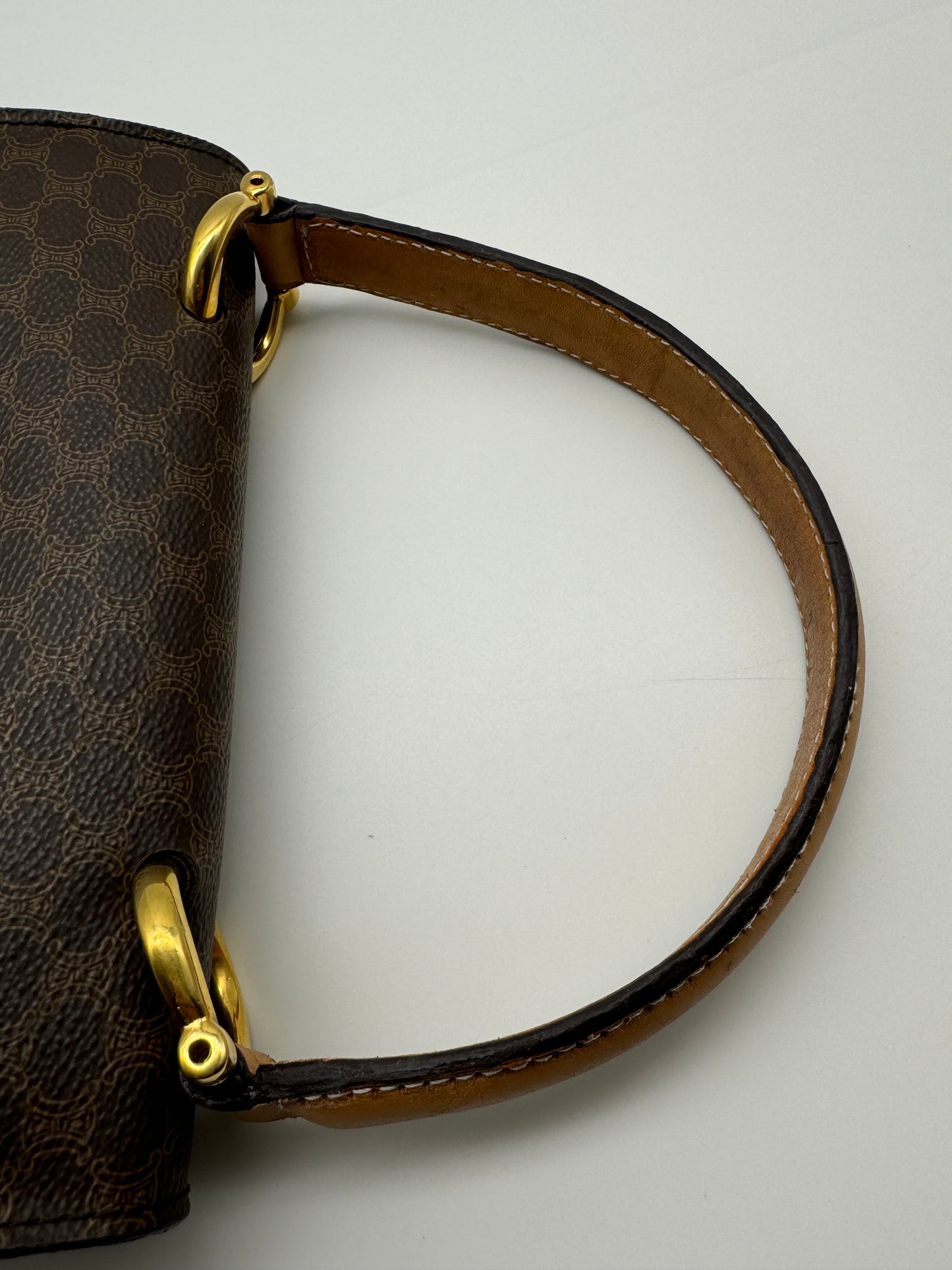Authentic Celine Vintage Brown Macadam Handbag