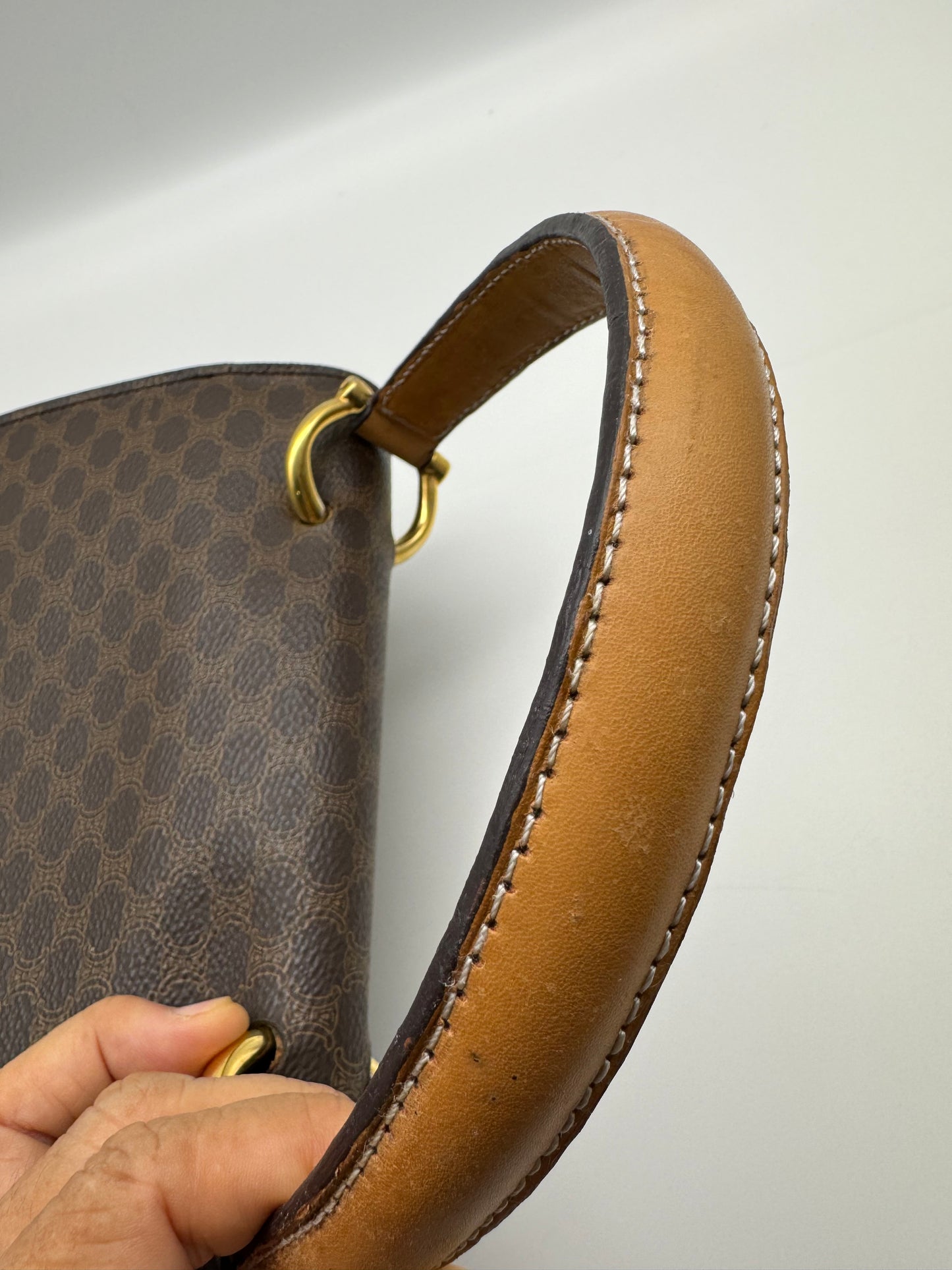 Authentic Celine Vintage Brown Macadam Handbag