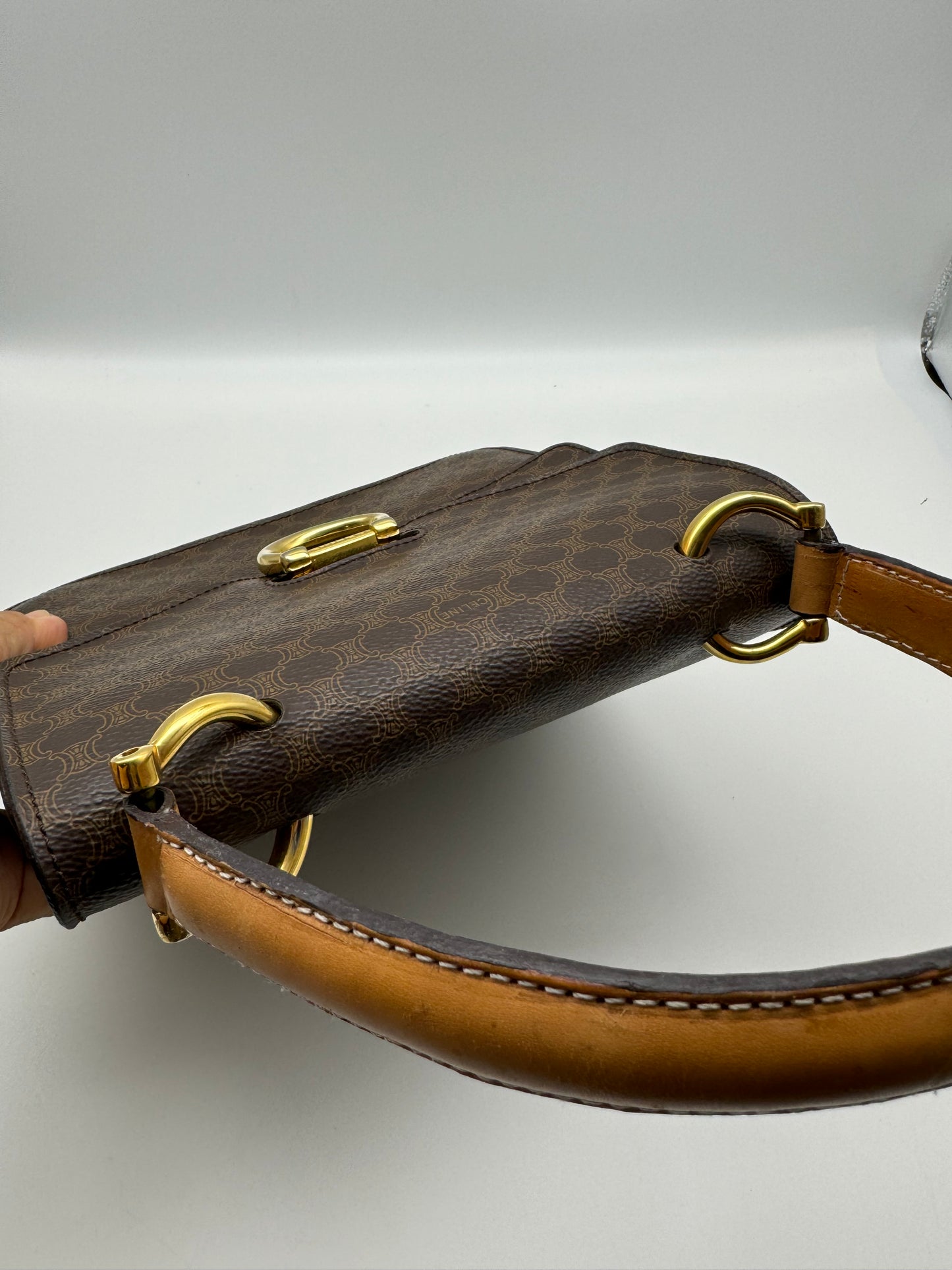 Authentic Celine Vintage Brown Macadam Handbag