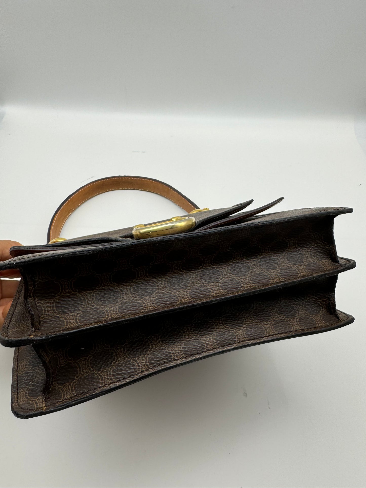 Authentic Celine Vintage Brown Macadam Handbag
