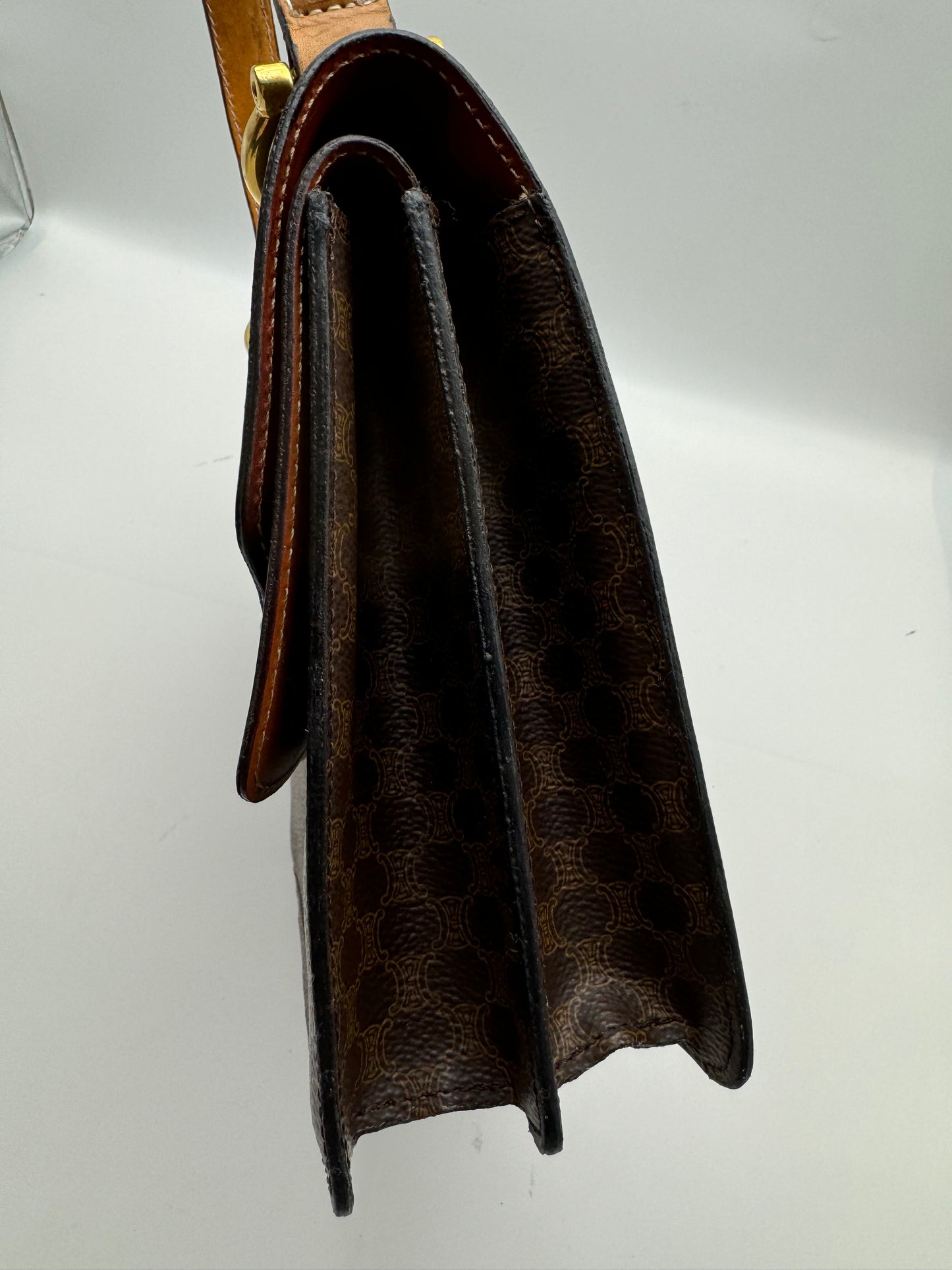 Authentic Celine Vintage Brown Macadam Handbag