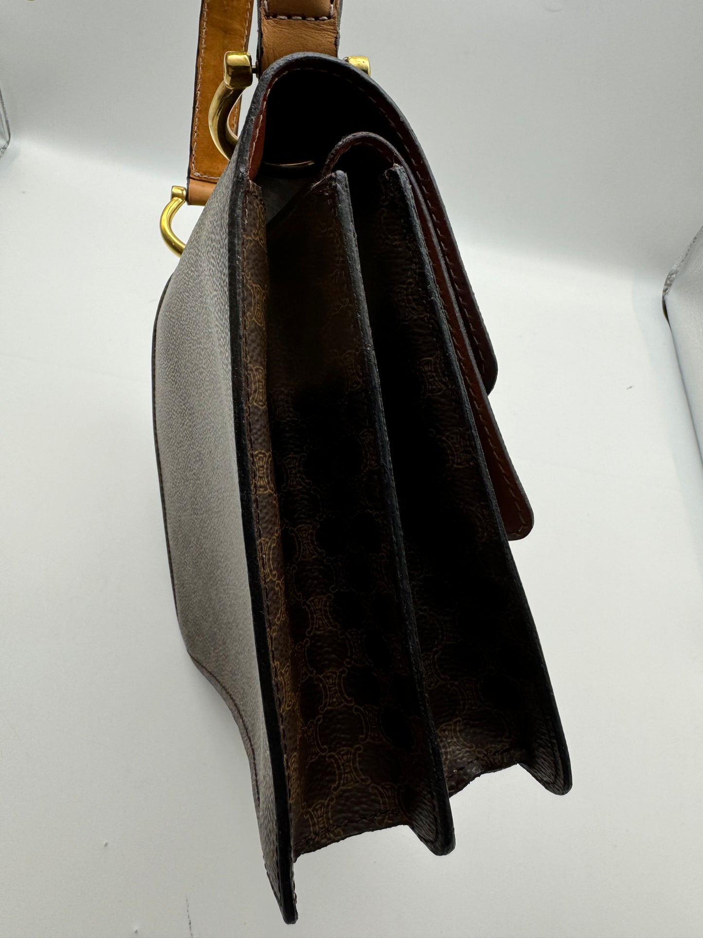 Authentic Celine Vintage Brown Macadam Handbag
