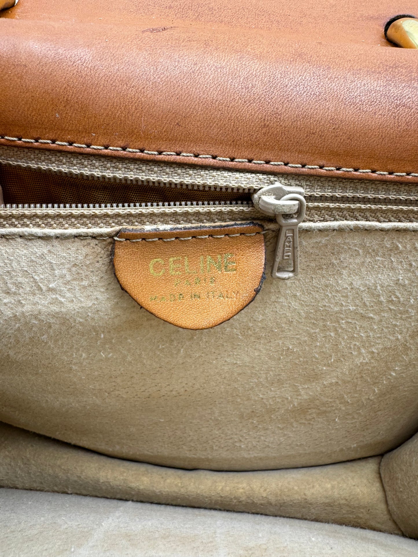 Authentic Celine Vintage Brown Macadam Handbag