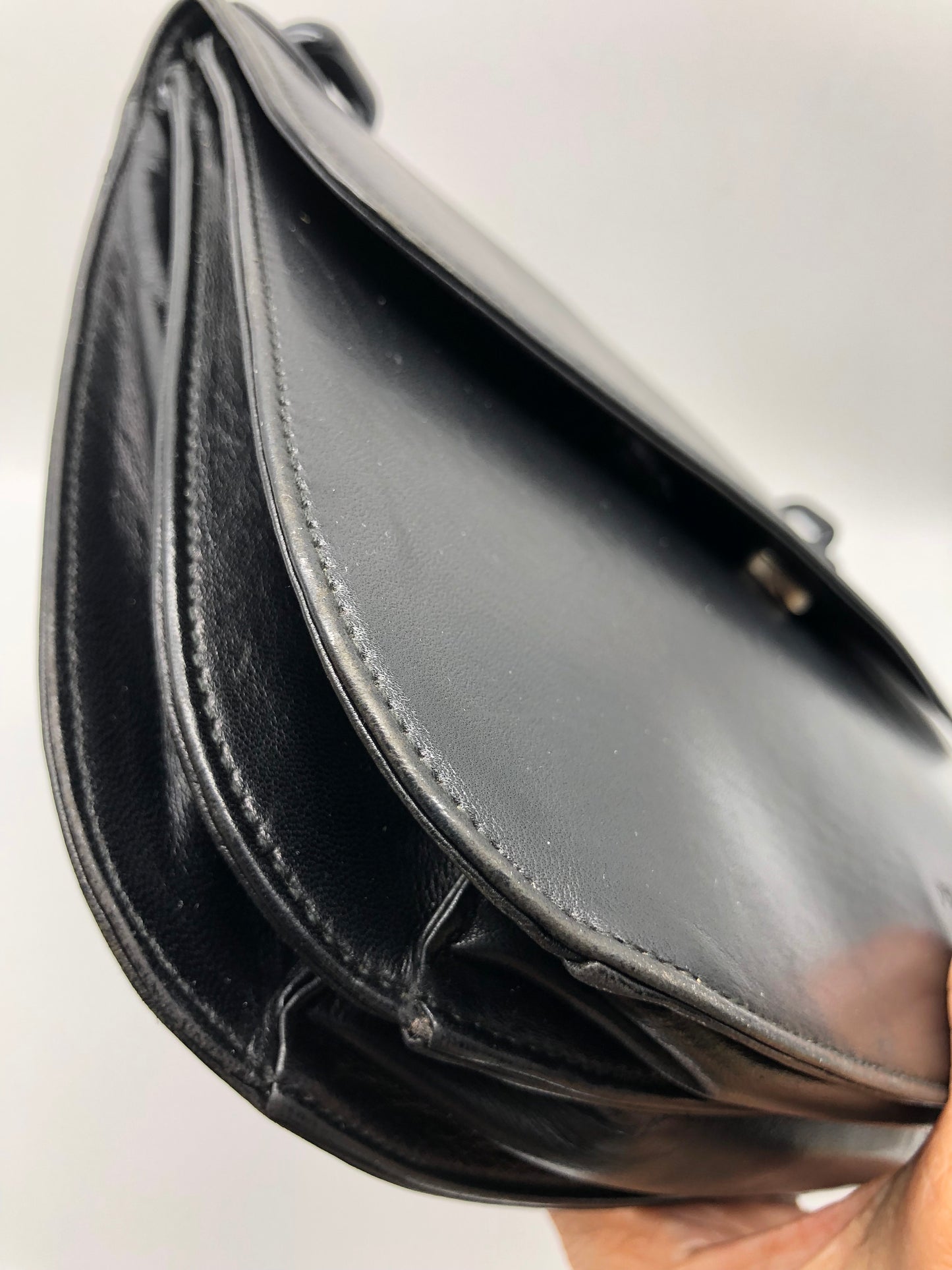 Authentic Prada Baguette Black Leather Acrylic Chain Strap Shoulder Bag