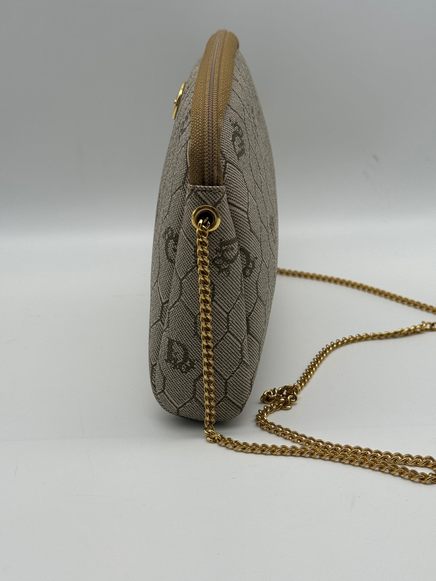 Authentic Dior Beige Honeycomb Crossbody Bag & Coin Purse