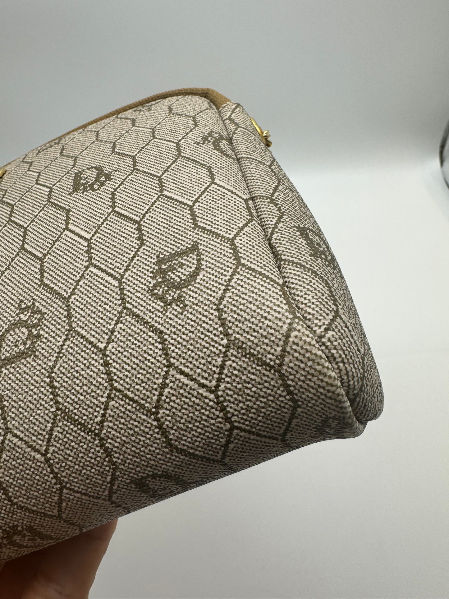 Authentic Dior Beige Honeycomb Crossbody Bag & Coin Purse