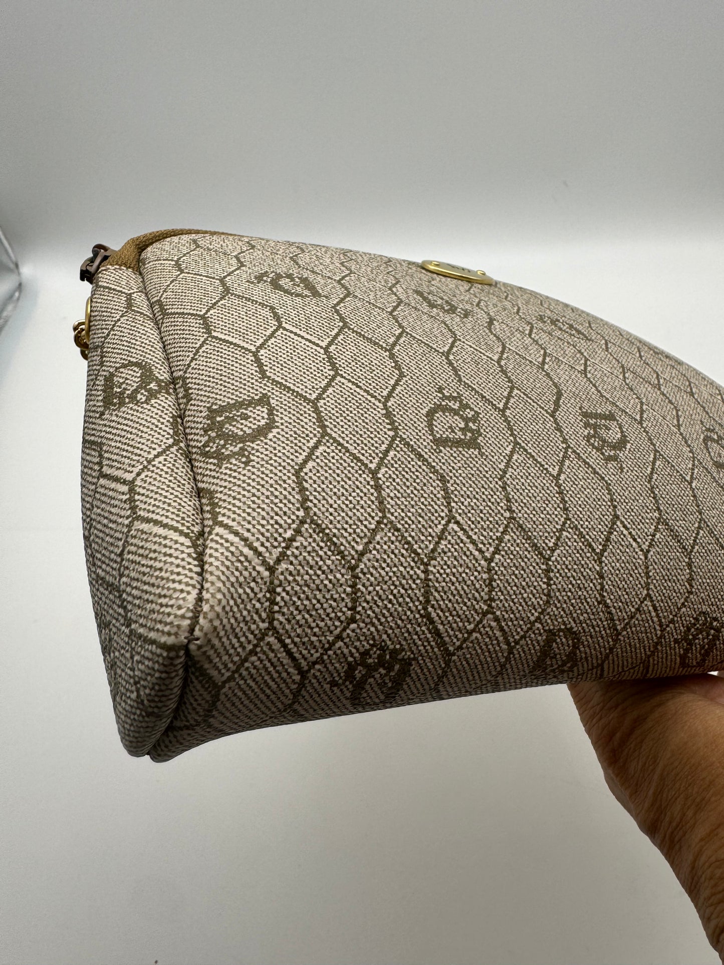 Authentic Dior Beige Honeycomb Crossbody Bag & Coin Purse