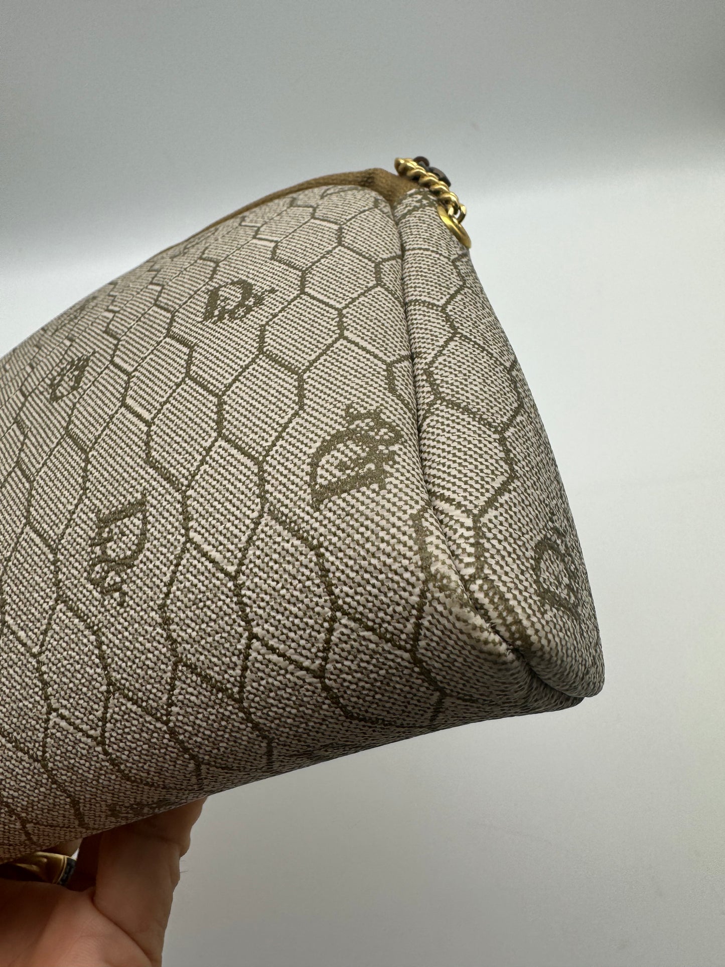 Authentic Dior Beige Honeycomb Crossbody Bag & Coin Purse