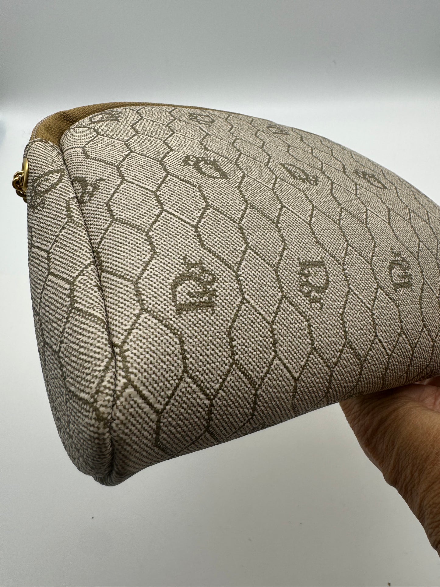 Authentic Dior Beige Honeycomb Crossbody Bag & Coin Purse