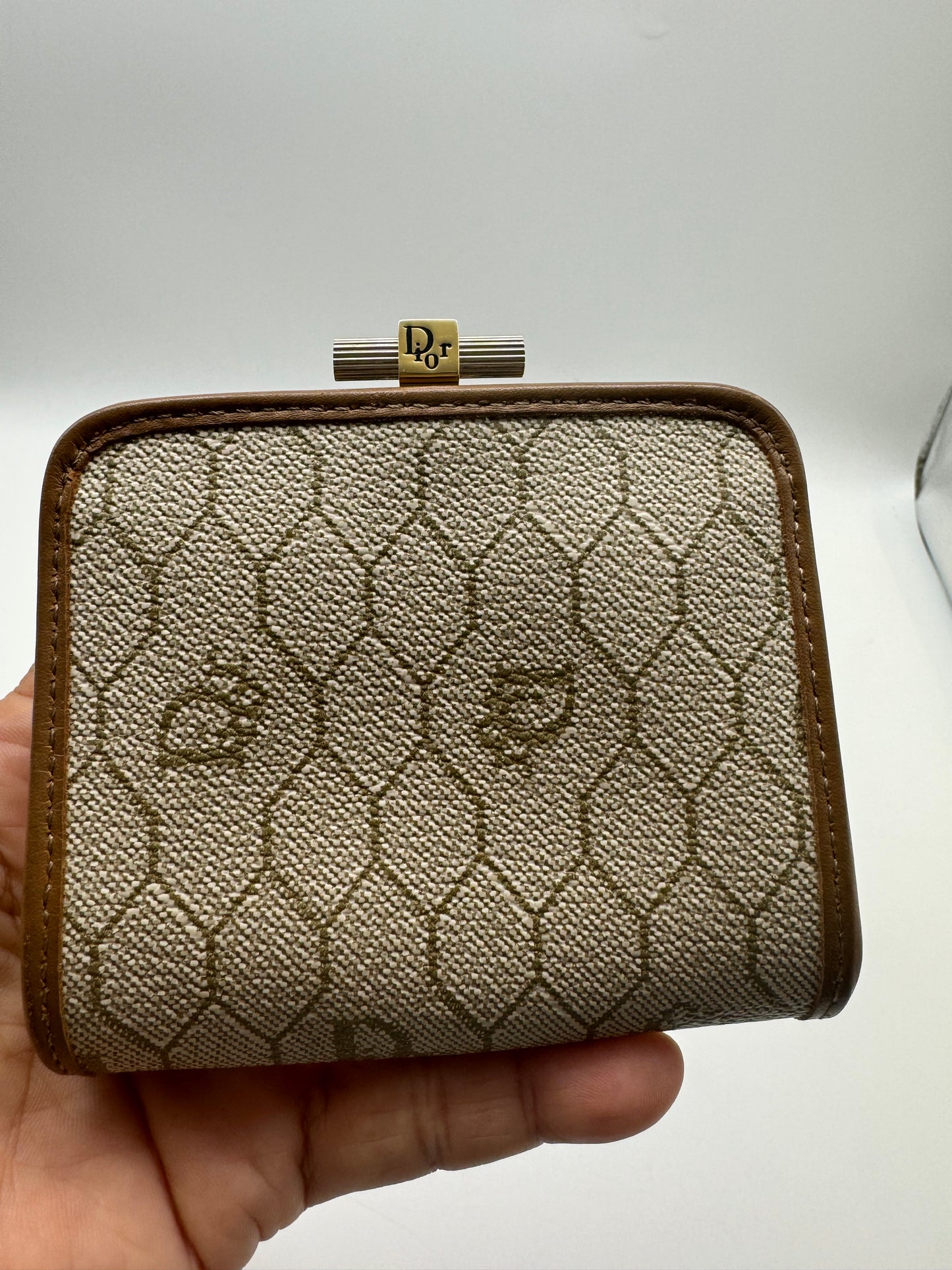 Authentic Dior Beige Honeycomb Crossbody Bag & Coin Purse