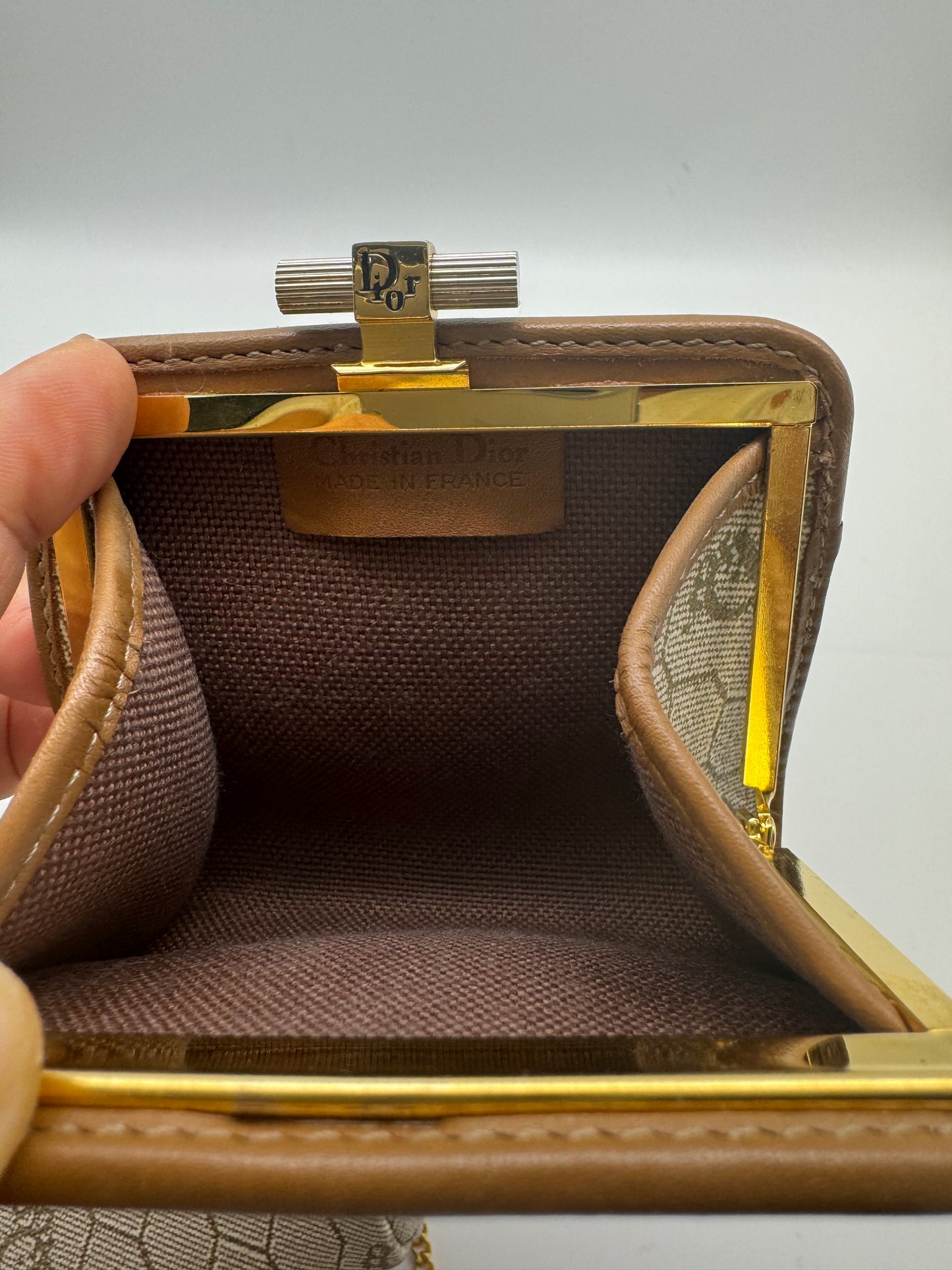 Authentic Dior Beige Honeycomb Crossbody Bag & Coin Purse