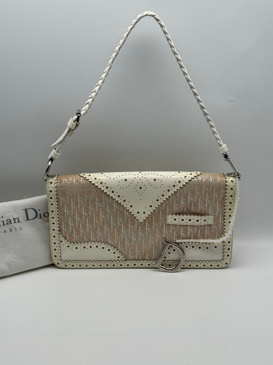 Authentic Christian Dior D'trick White & Pink Shoulder Bag