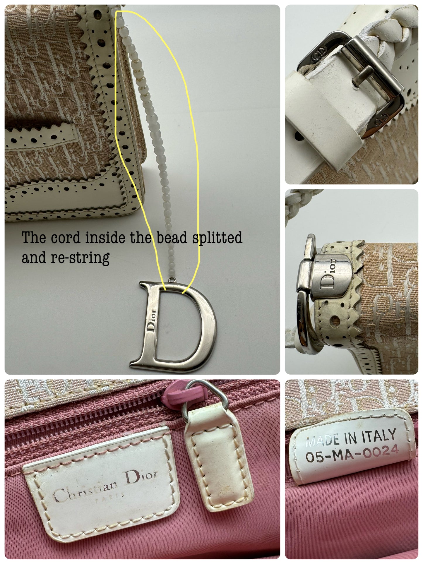 Authentic Christian Dior D'trick White & Pink Shoulder Bag