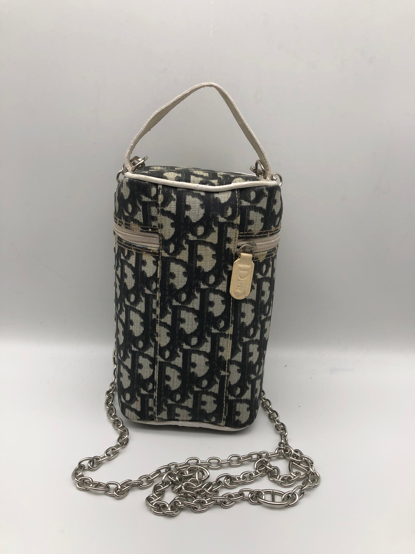 Authentic Christian Dior Vanity Bag Black Trotter No.2 Added Strap Crossbody Bag