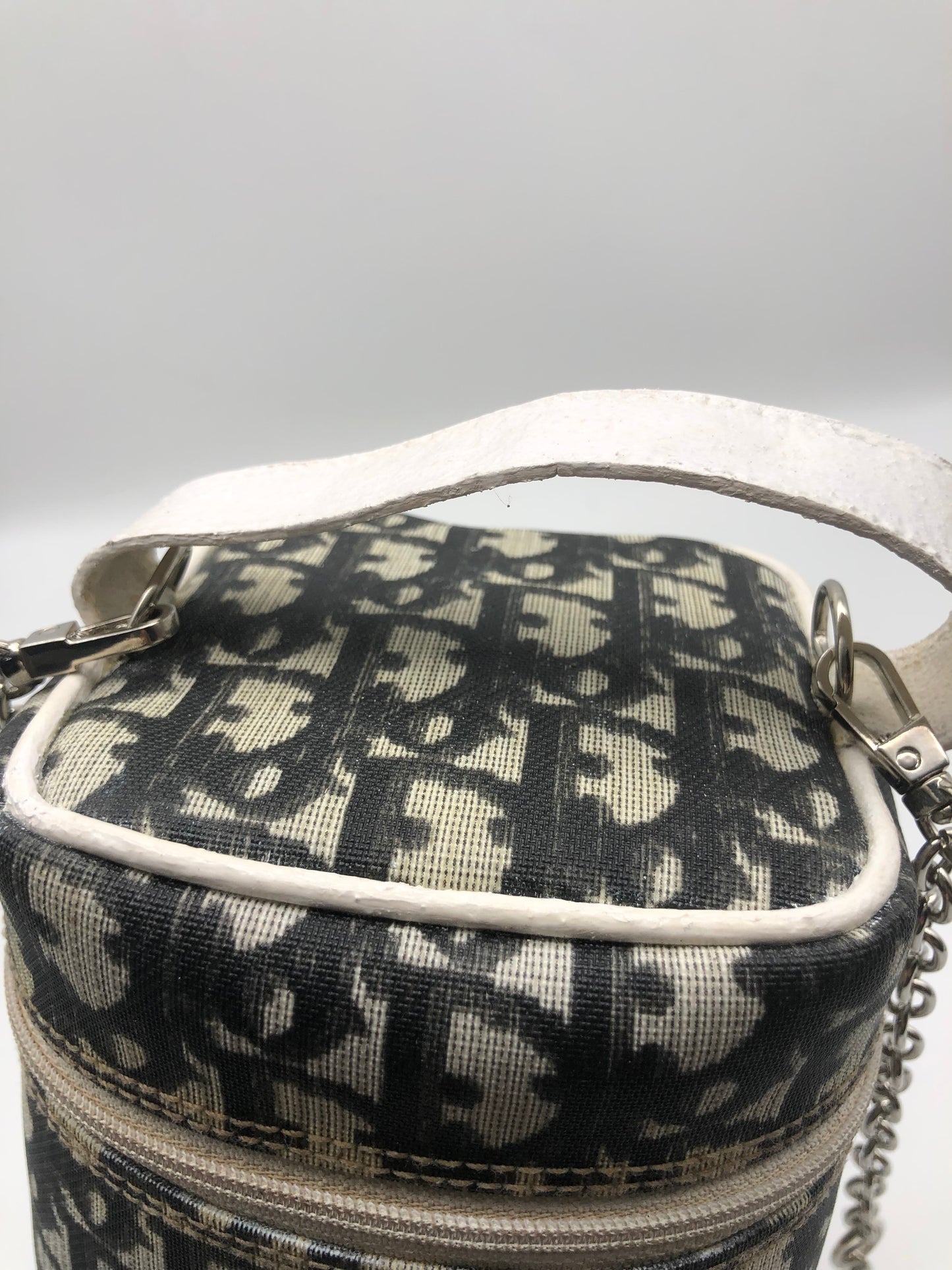 Authentic Christian Dior Vanity Bag Black Trotter No.2 Added Strap Crossbody Bag