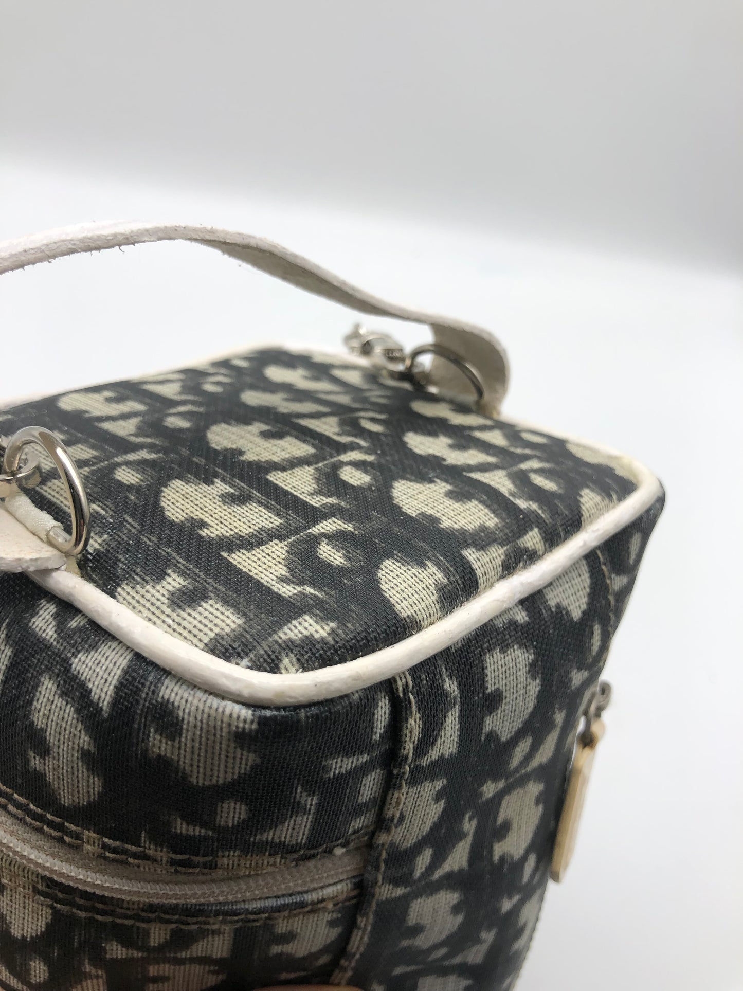 Authentic Christian Dior Vanity Bag Black Trotter No.2 Added Strap Crossbody Bag