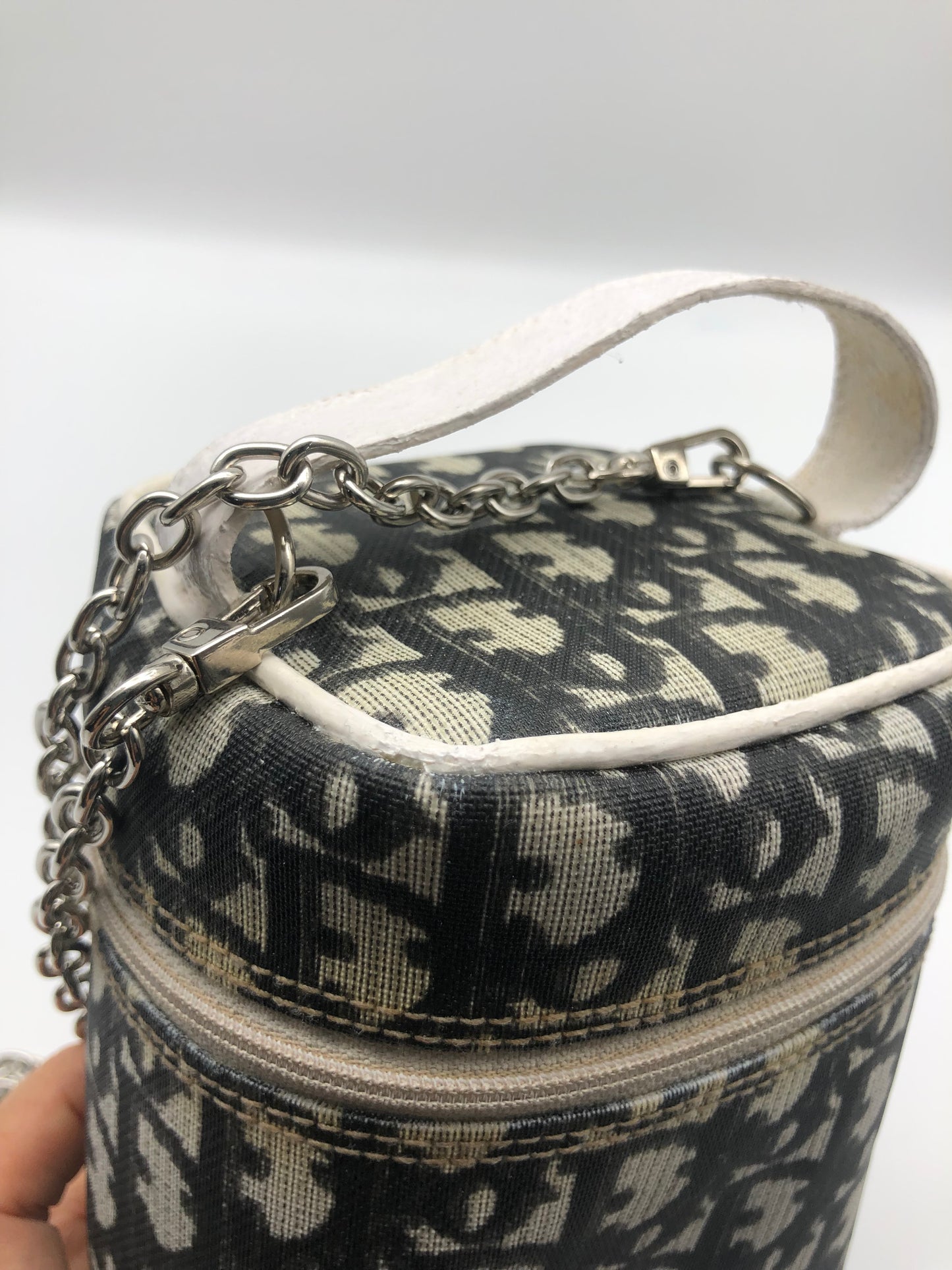 Authentic Christian Dior Vanity Bag Black Trotter No.2 Added Strap Crossbody Bag