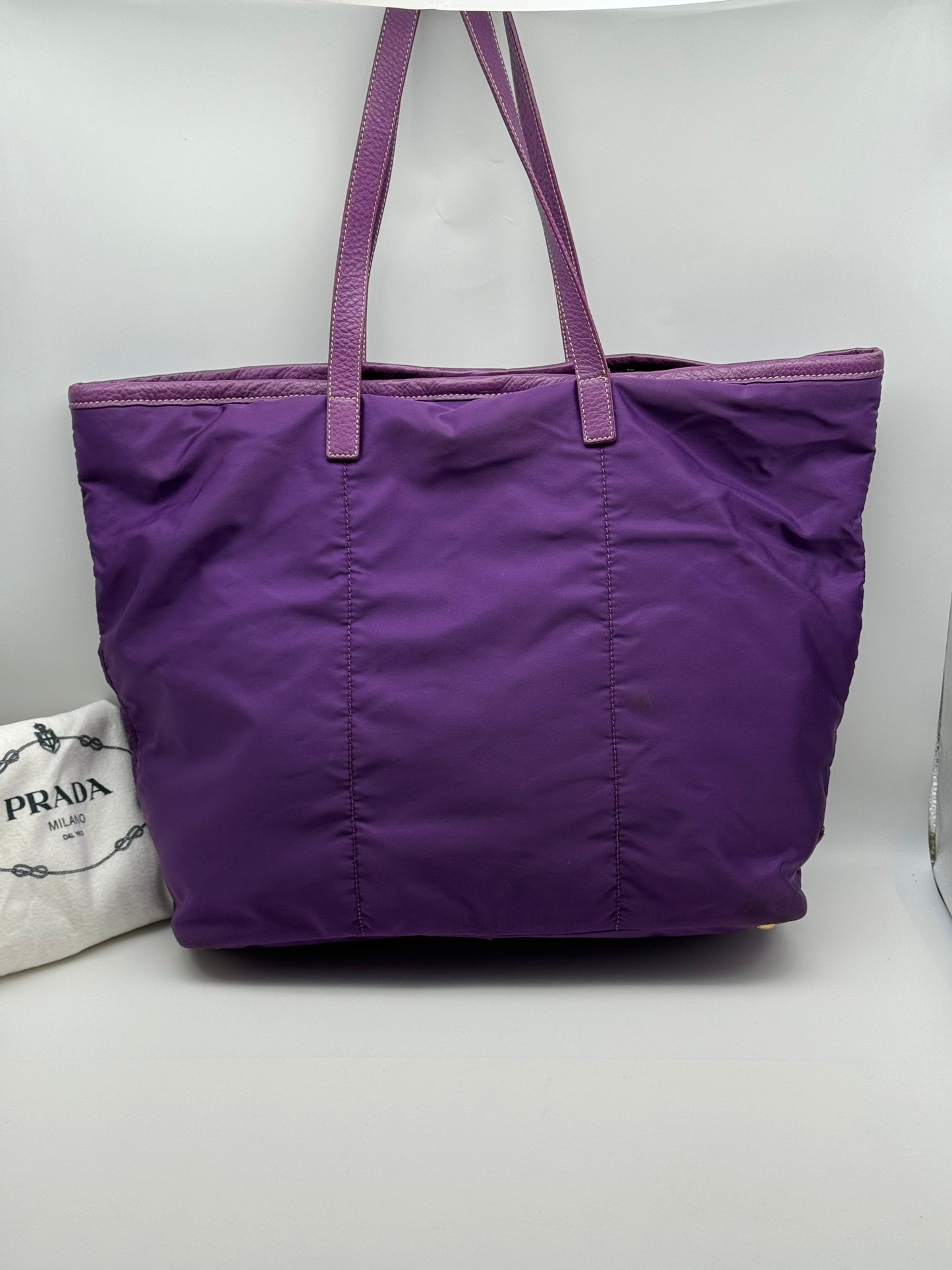 Authentic Prada Tessuto Purple Canapa Logo Large Tote