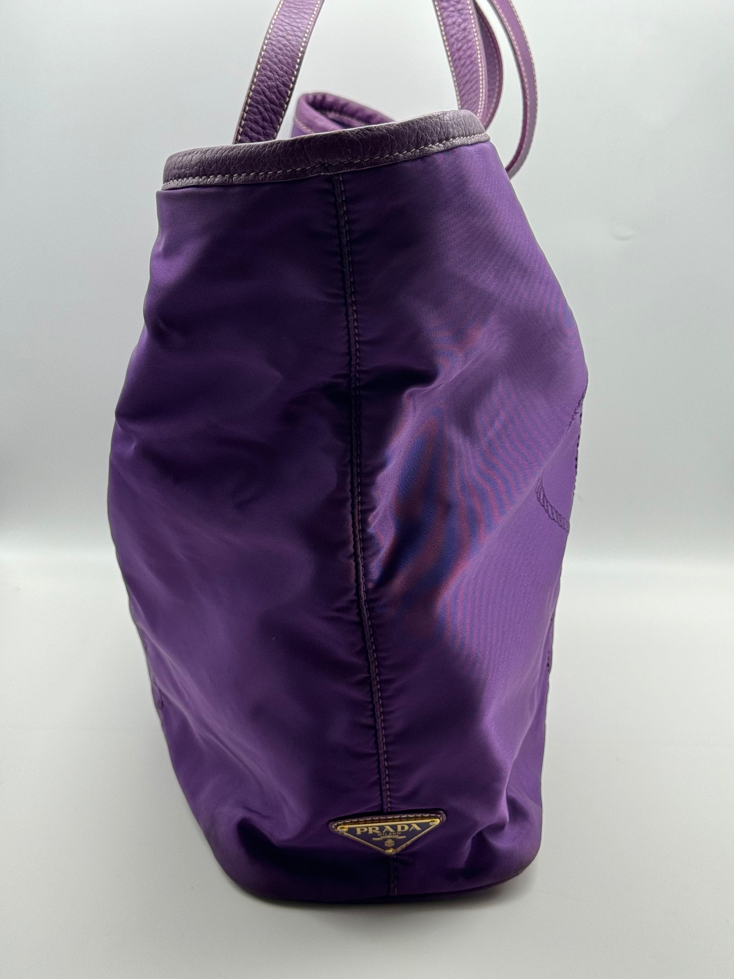 Authentic Prada Tessuto Purple Canapa Logo Large Tote