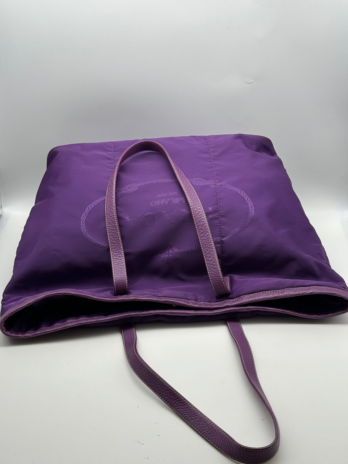 Authentic Prada Tessuto Purple Canapa Logo Large Tote