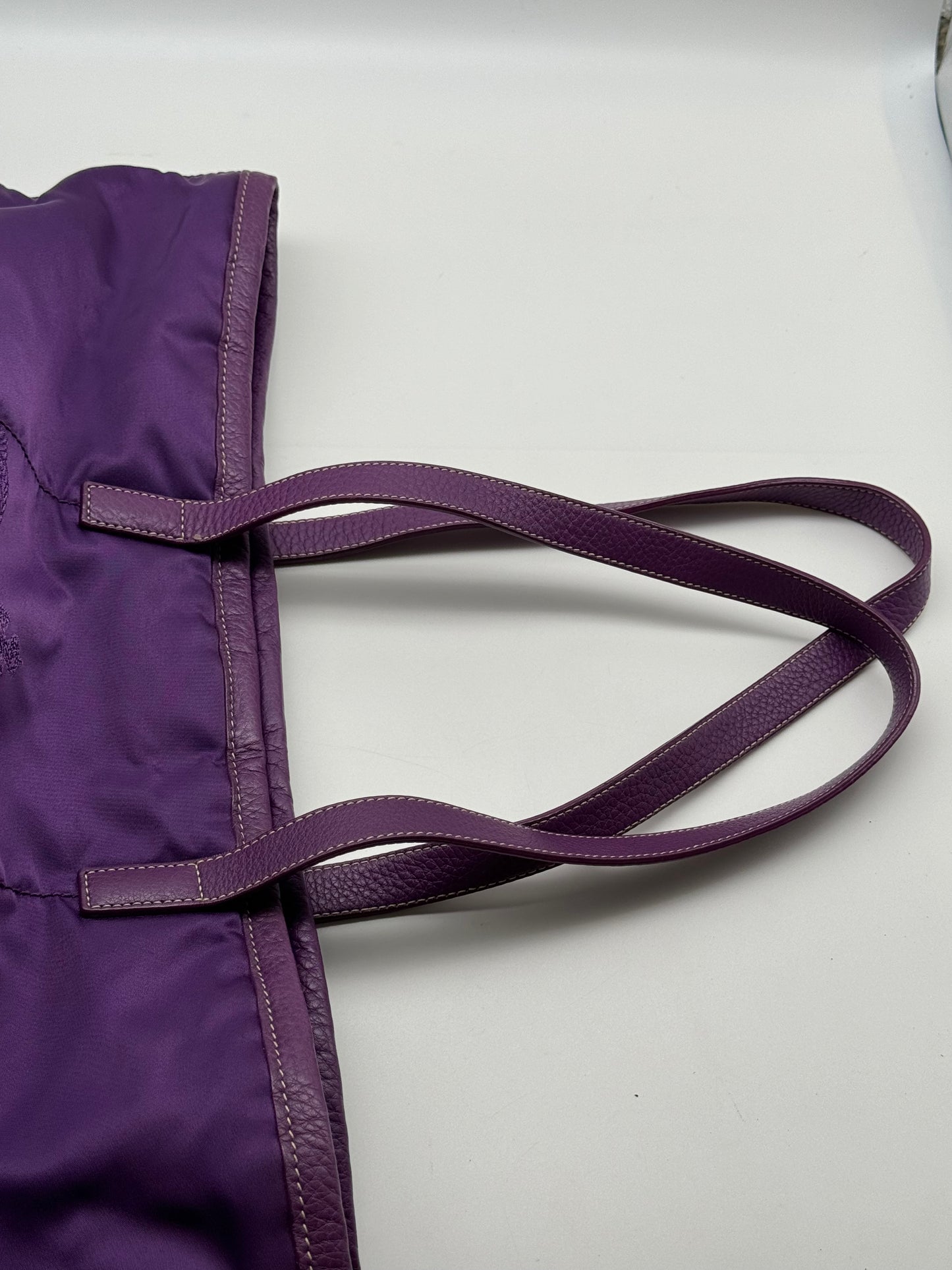 Authentic Prada Tessuto Purple Canapa Logo Large Tote