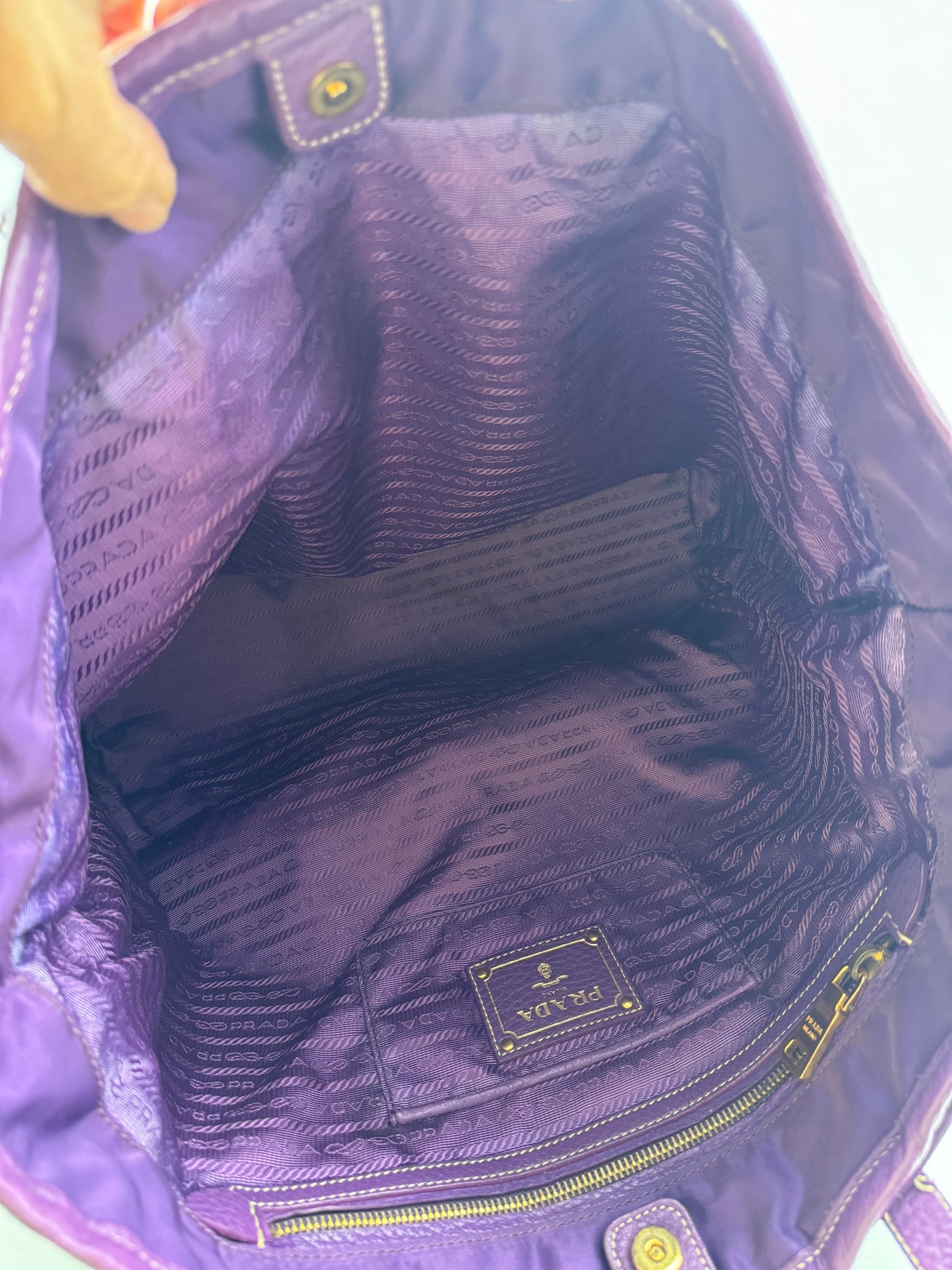Authentic Prada Tessuto Purple Canapa Logo Large Tote
