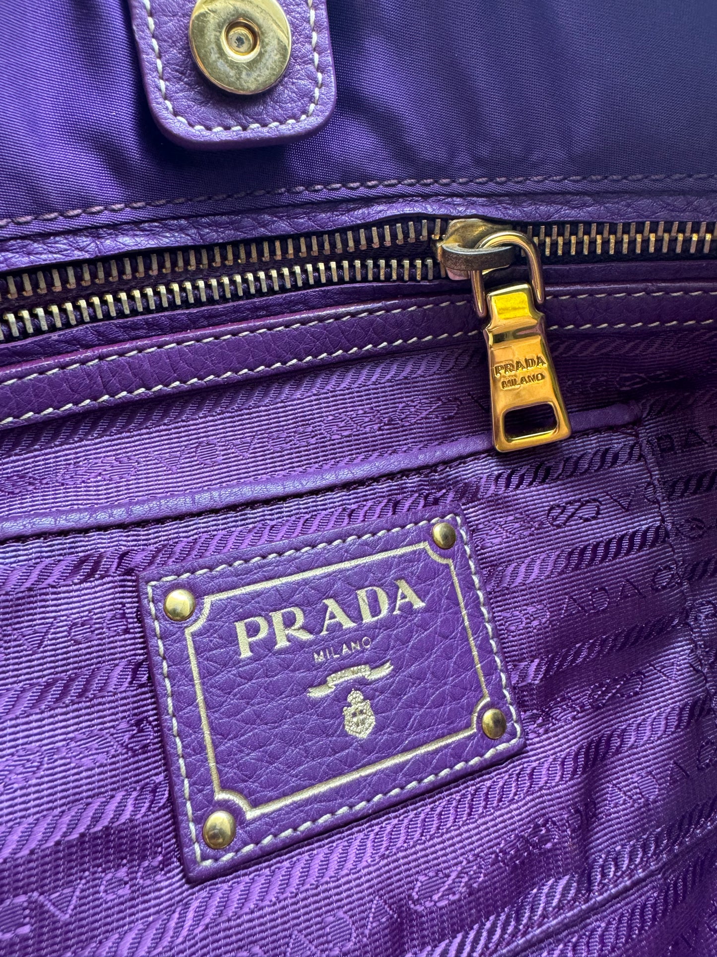 Authentic Prada Tessuto Purple Canapa Logo Large Tote