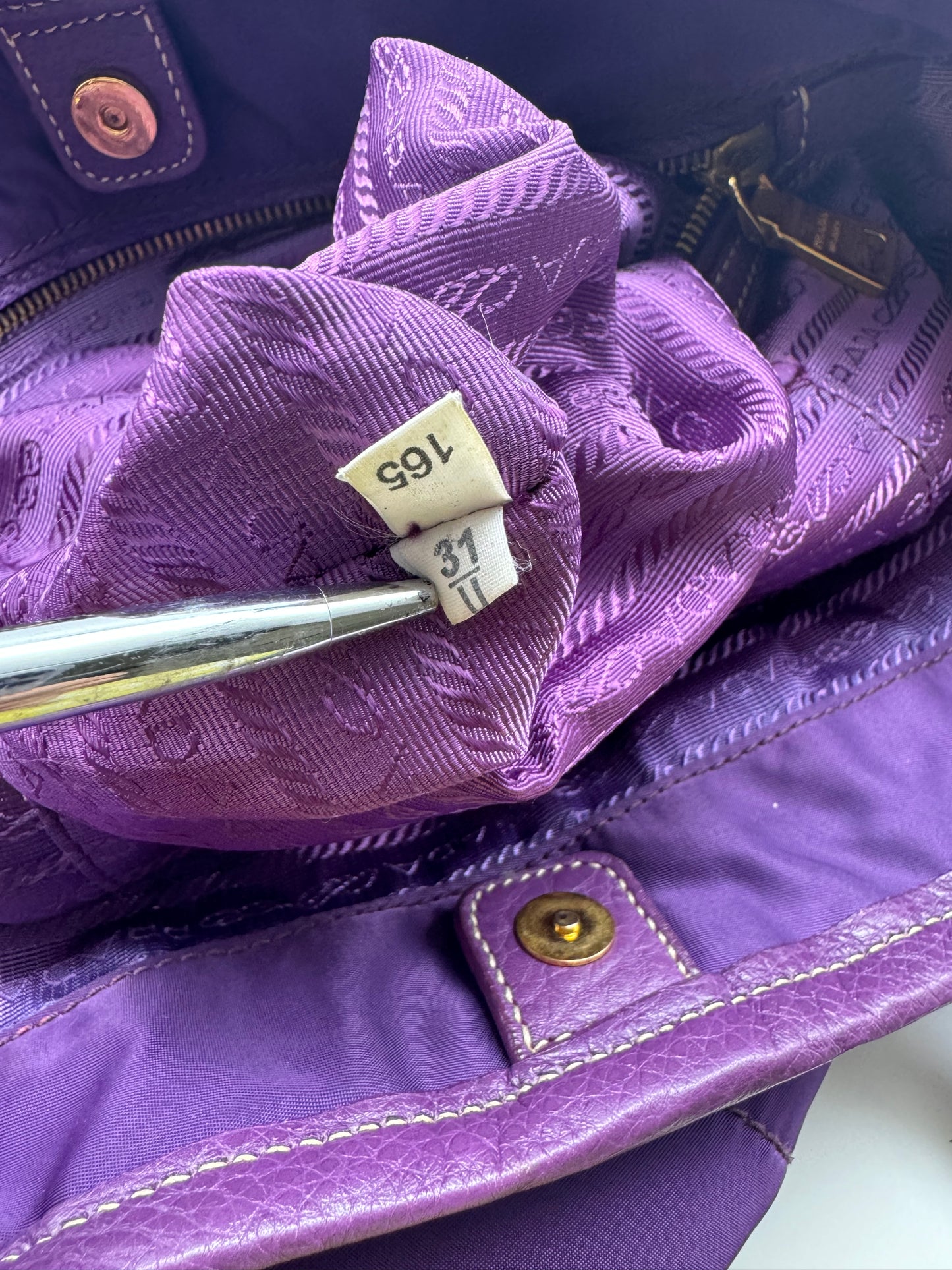 Authentic Prada Tessuto Purple Canapa Logo Large Tote