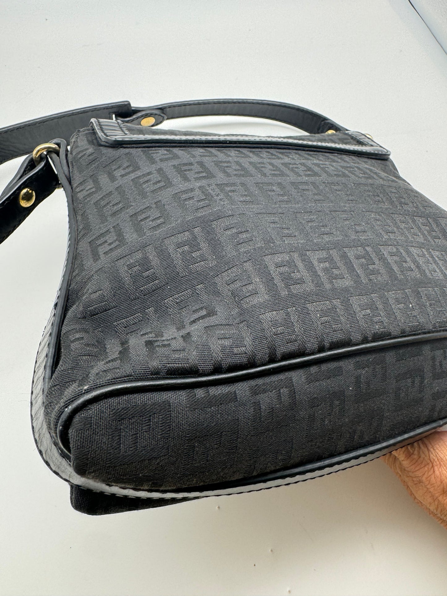 Authentic Fendi Vintage Baguette Black Cloth Shoulder Bag