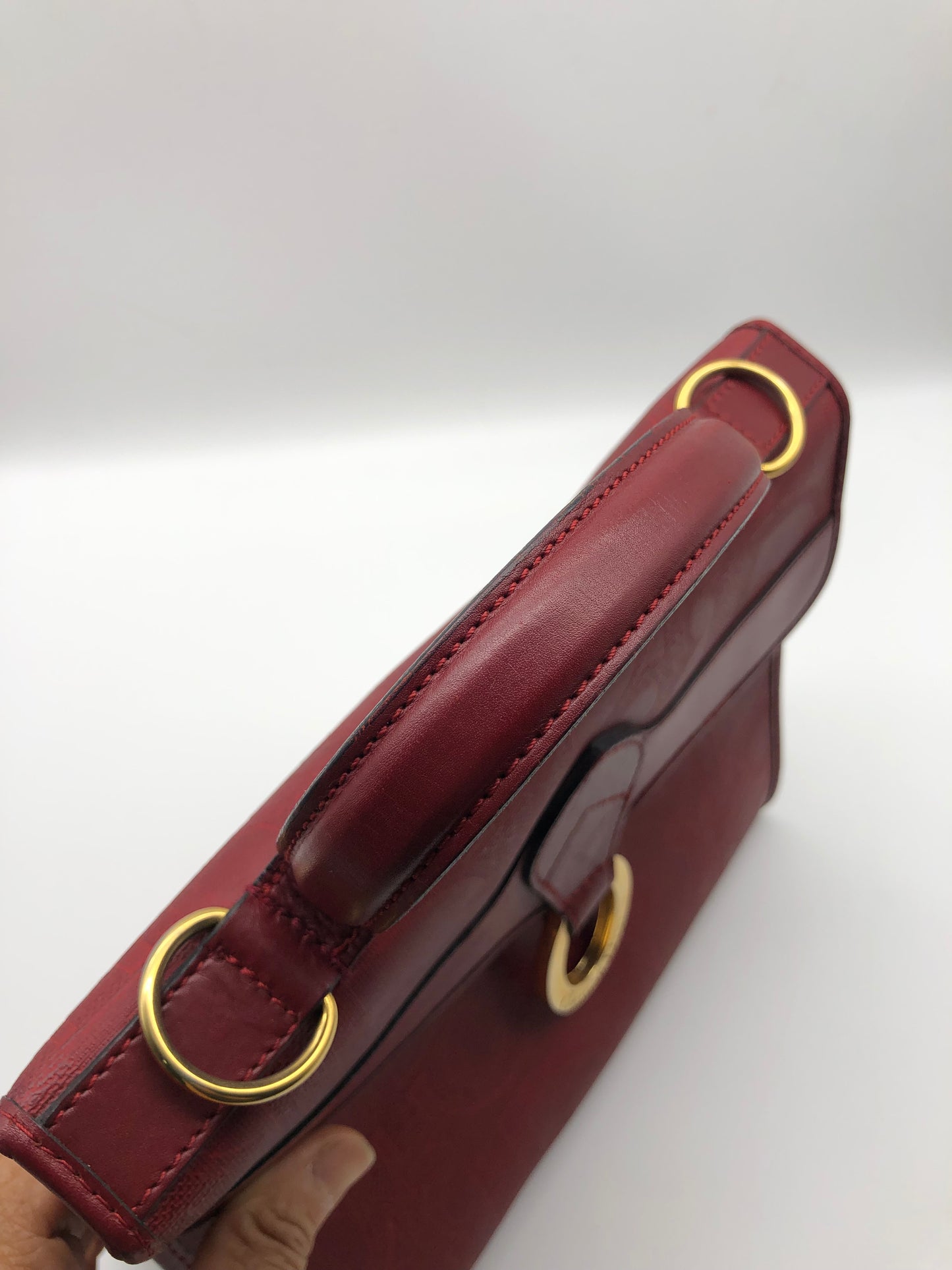 Authentic Christian Dior Vintage Red Dior Logo Canvas Crossbody Hand Bag