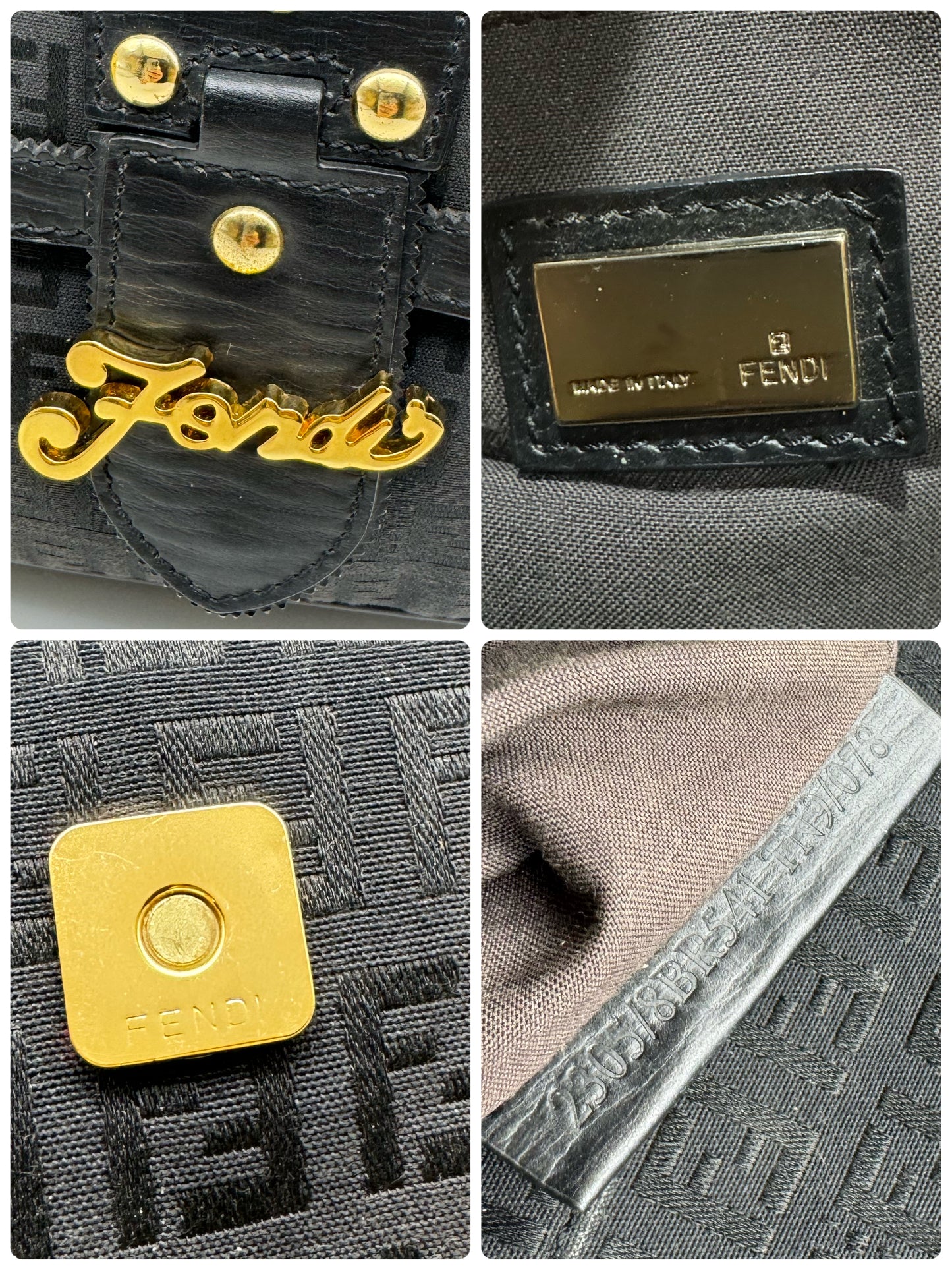 Authentic Fendi Vintage Baguette Black Cloth Shoulder Bag