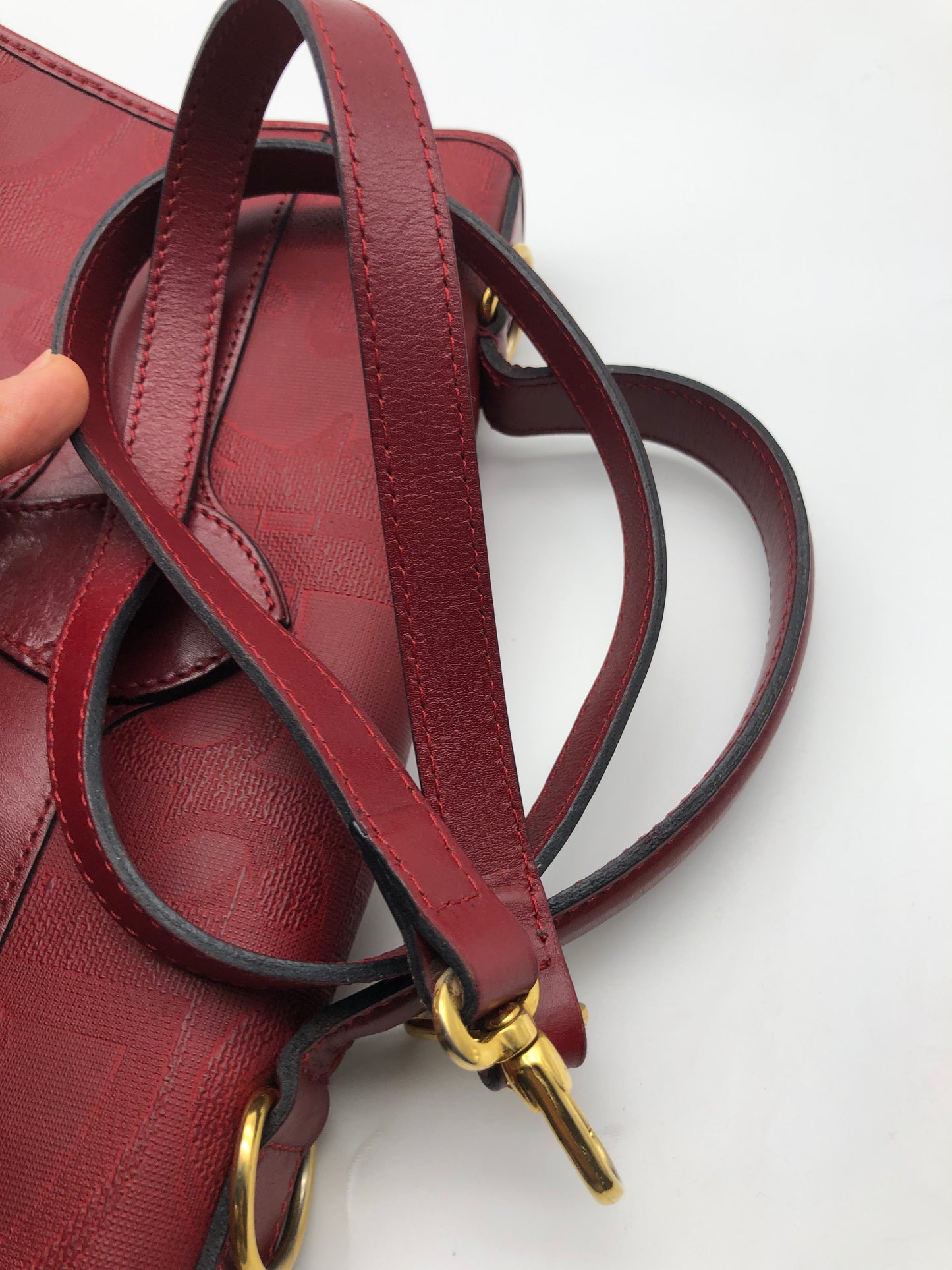 Authentic Christian Dior Vintage Red Dior Logo Canvas Crossbody Hand Bag