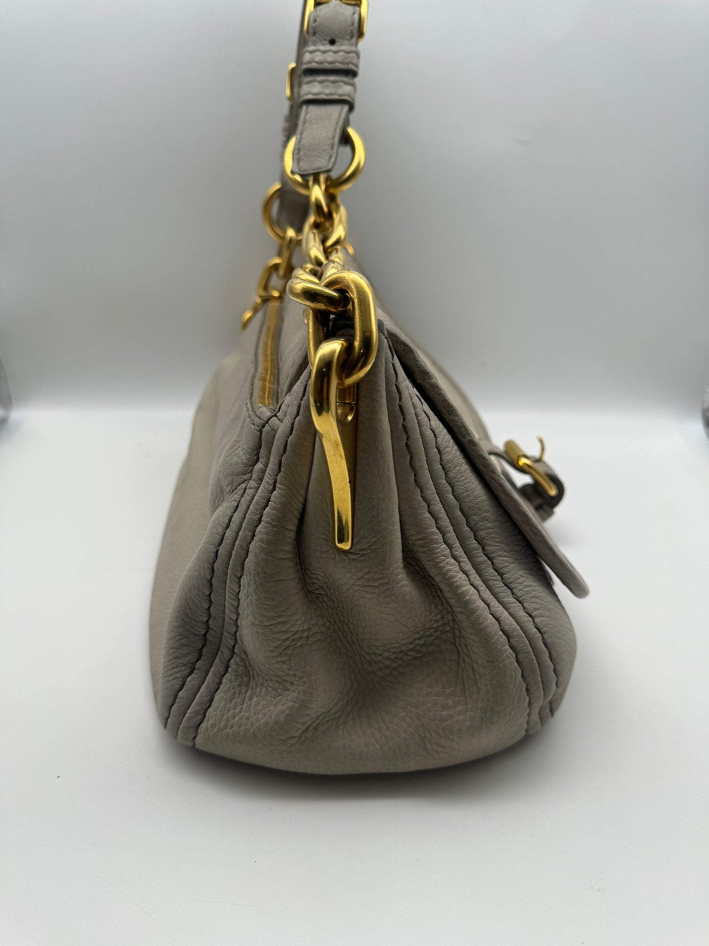Authentic Prada Cervo Ghiaccio Leather Shoulder Bag